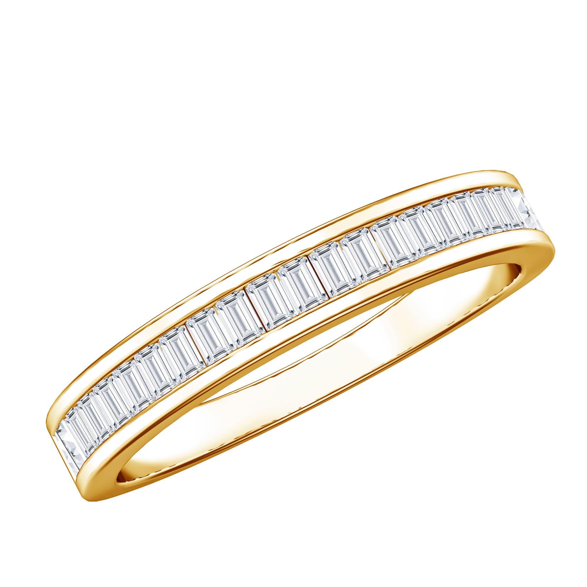 Channel Set Certified Moissanite Half Eternity Band Ring D-VS1 - Rosec Jewels