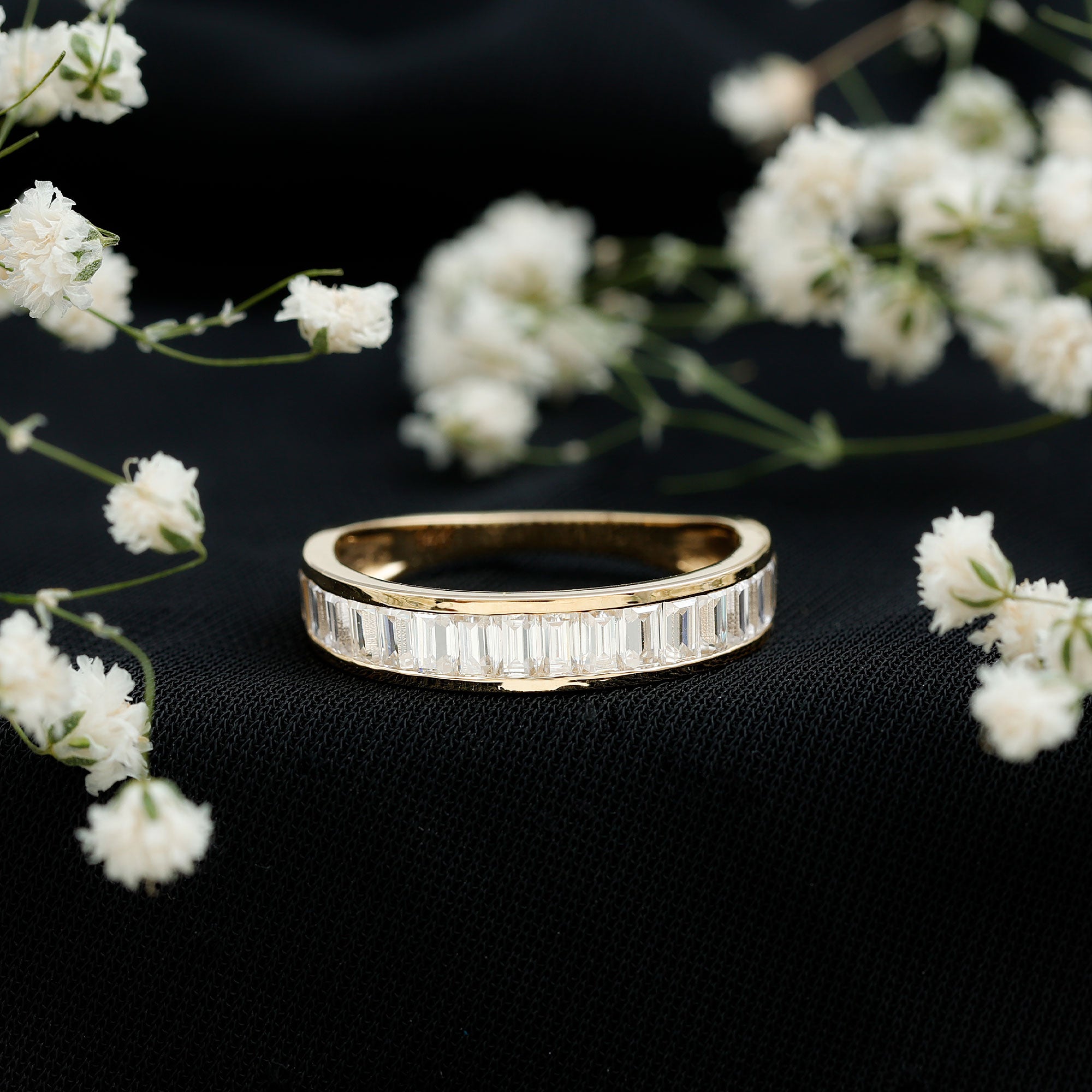 Channel Set Certified Moissanite Half Eternity Band Ring D-VS1 - Rosec Jewels