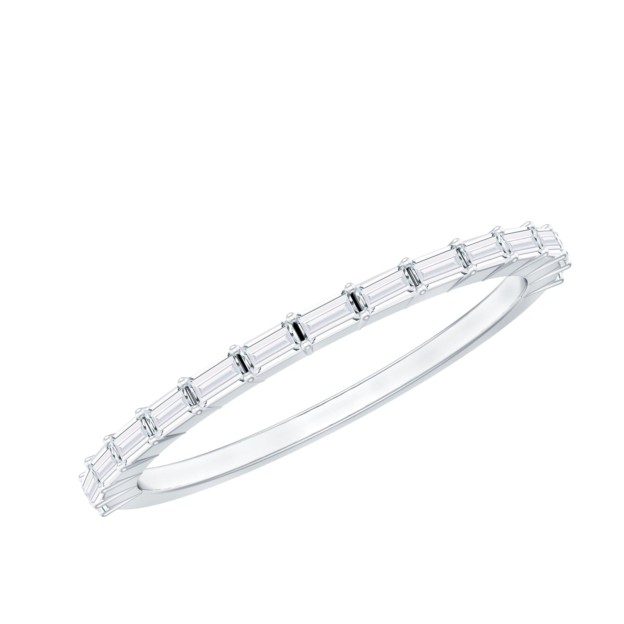 Baguette Shape Moissanite Half Eternity Stackable Ring