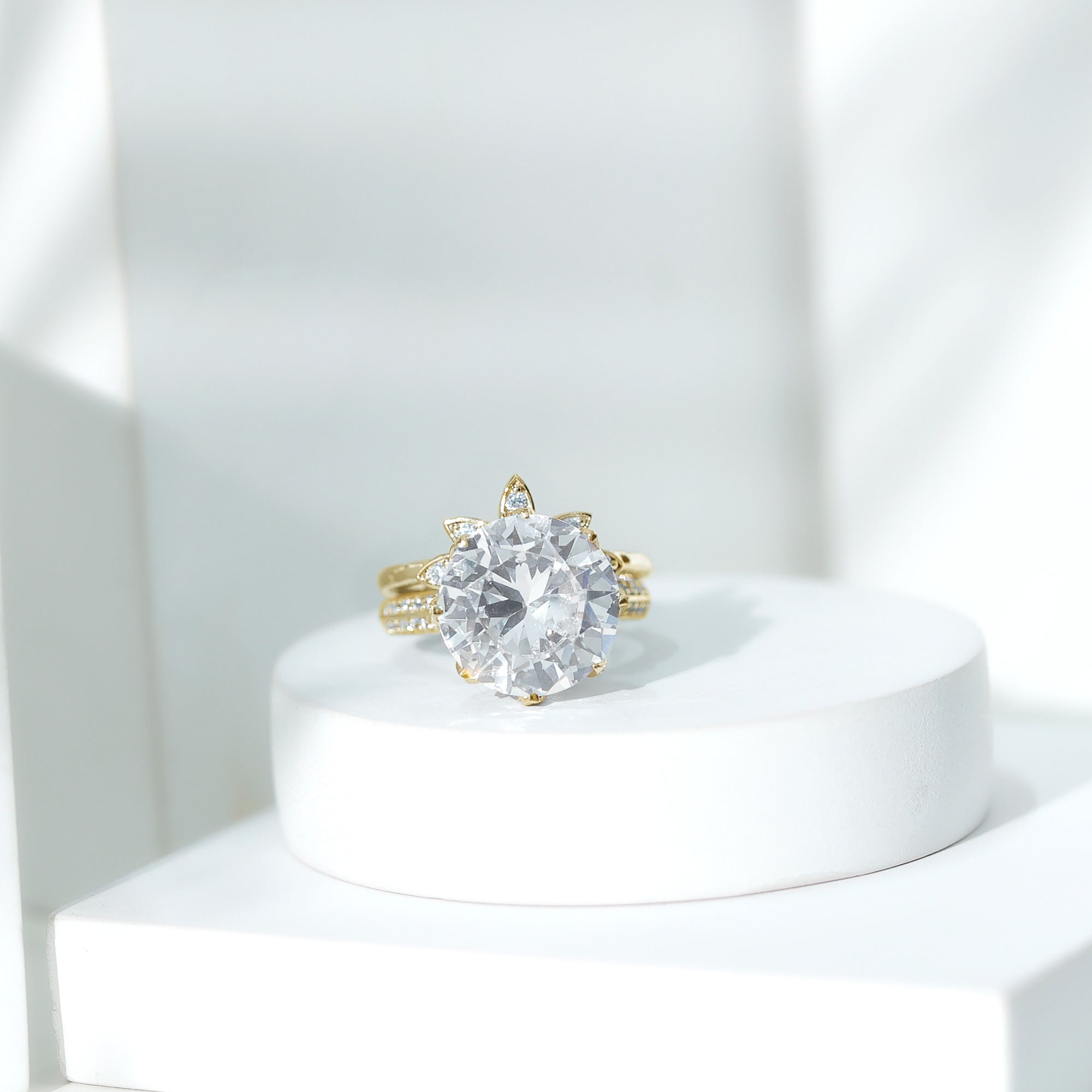 Cubic Zirconia Floral Inspired Wedding Ring Set For Women AAAA - Rosec Jewels