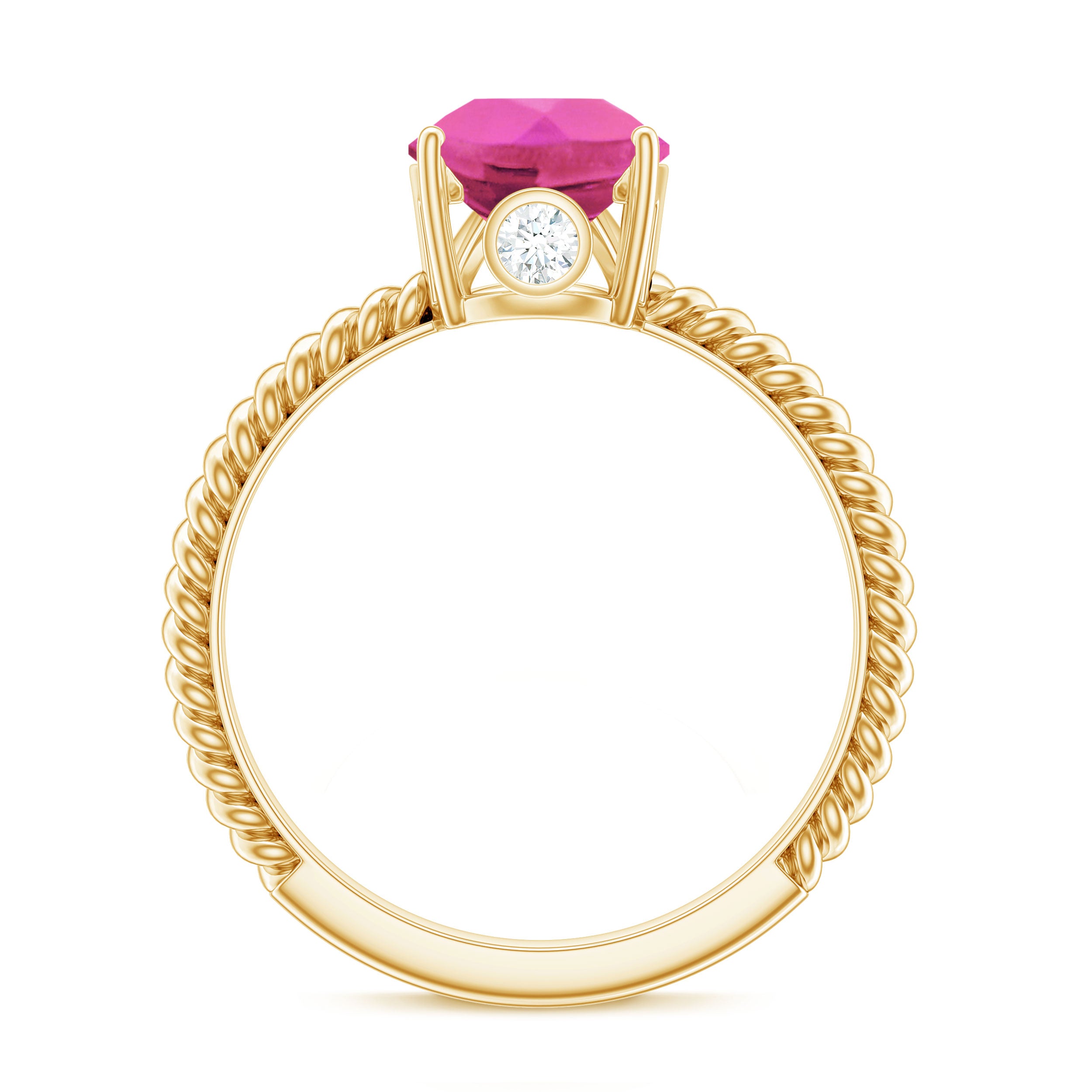 2.5 Carat Lab Created Pink Sapphire Teardrop Engagement Ring with Surprise Diamond AAAA - Rosec Jewels