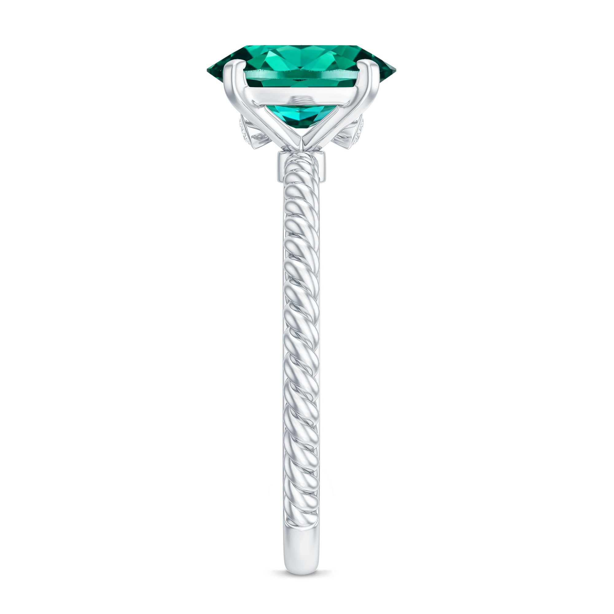 Certified 3 Carat Oval Lab Grown Emerald Ring for Engagement AAAA - Rosec Jewels