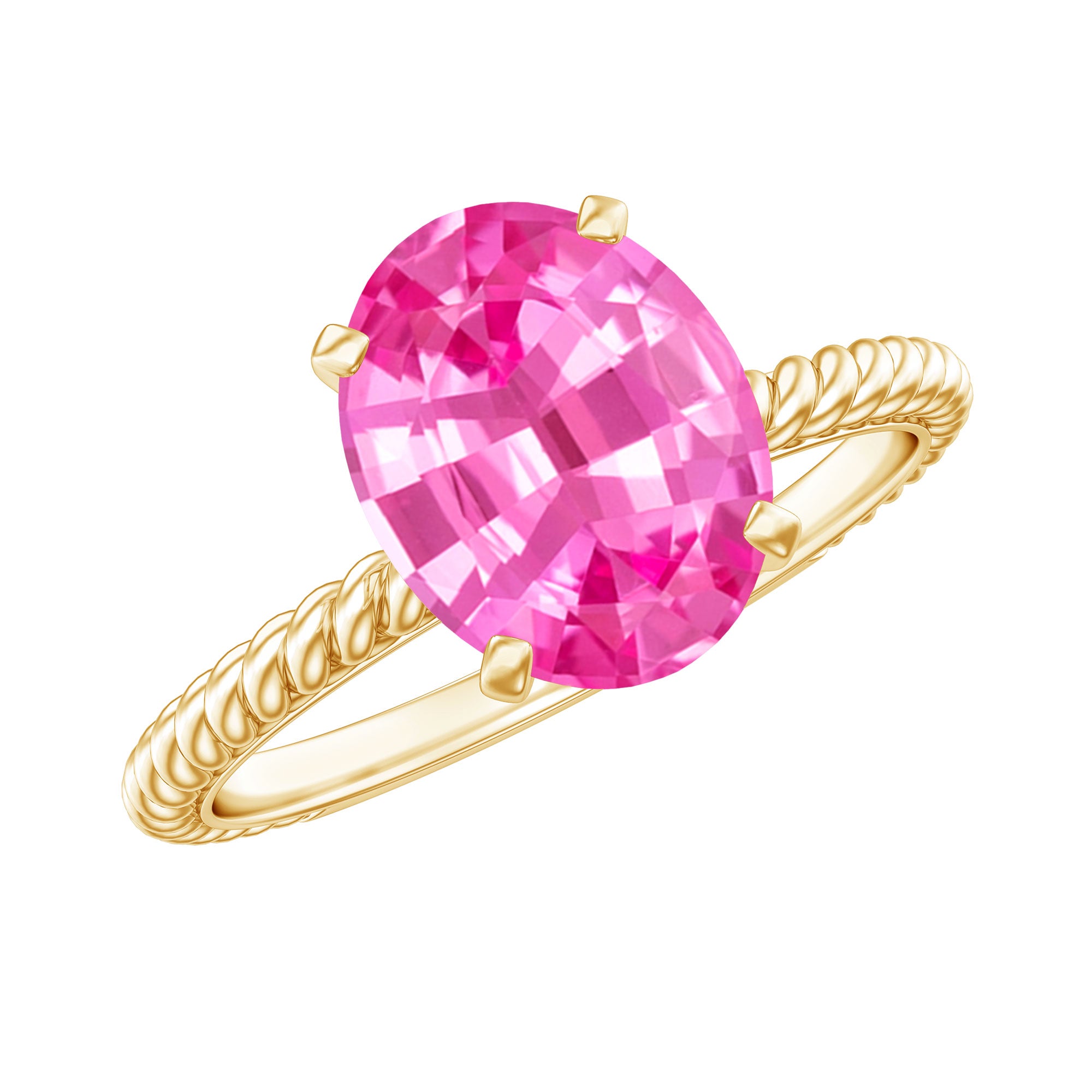 4 CT Lab Created Pink Sapphire Oval Engagement Ring AAAA - Rosec Jewels