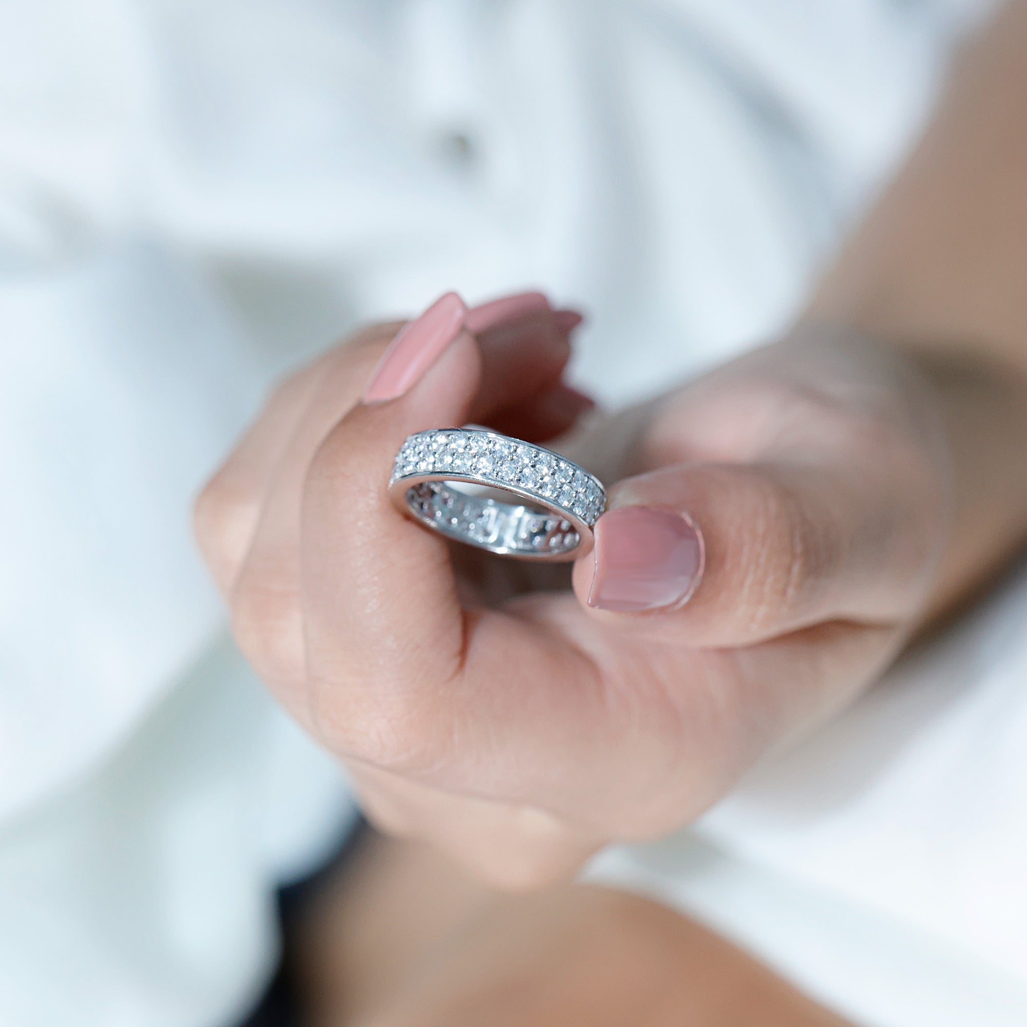 Certified Lab Grown Diamond Wedding Band For Women Lab - ( EF-VS ) - Rosec Jewels