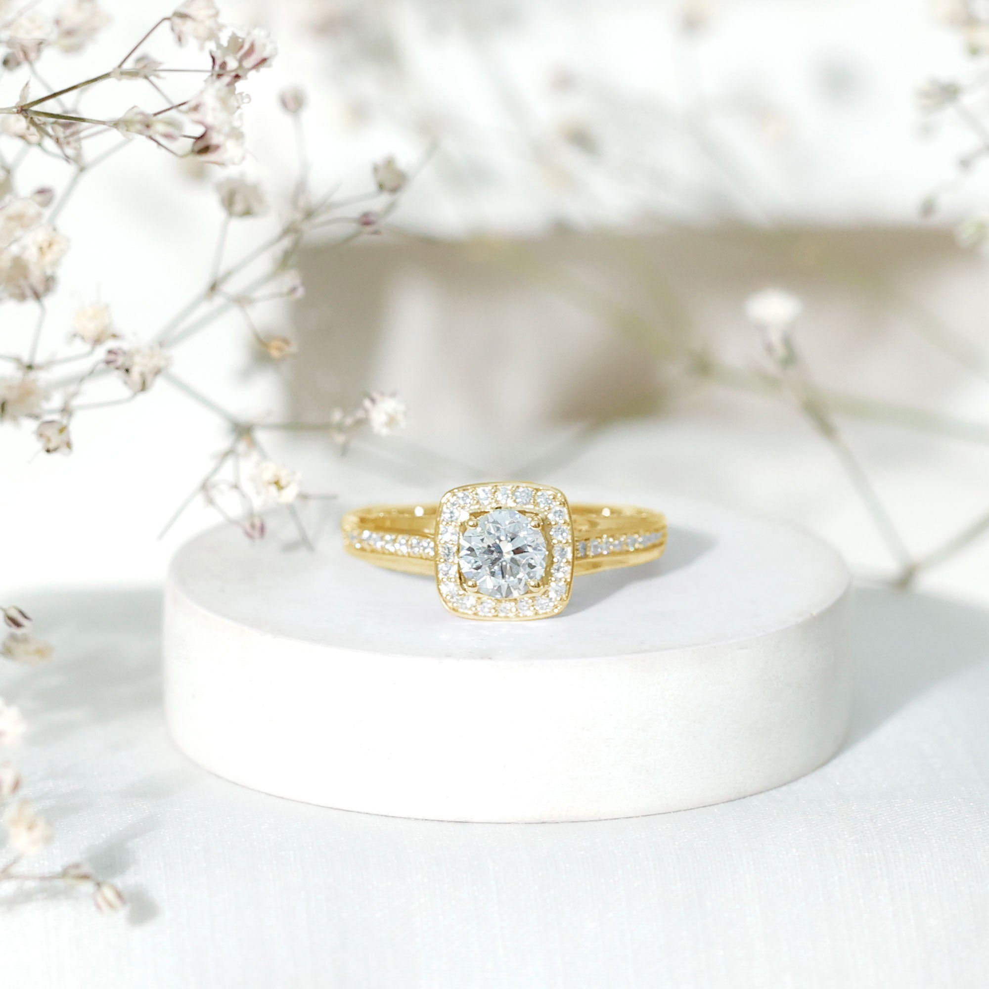 Certified 6 MM Lab Grown Diamond Halo Engagement Ring Lab - ( EF-VS ) - Rosec Jewels