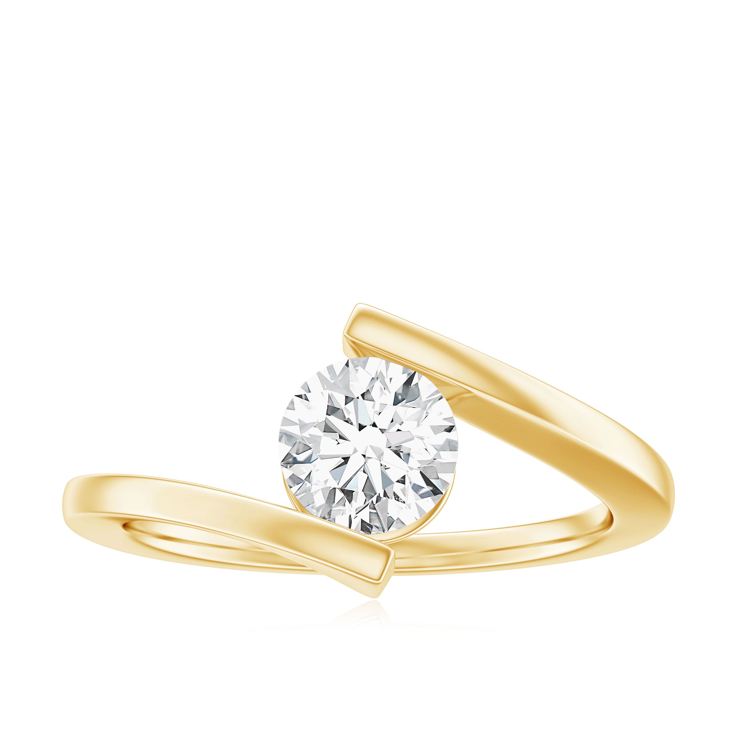 Certified 6 MM Lab Grown Diamond Tension Setting Engagement Ring Lab - ( EF-VS ) - Rosec Jewels