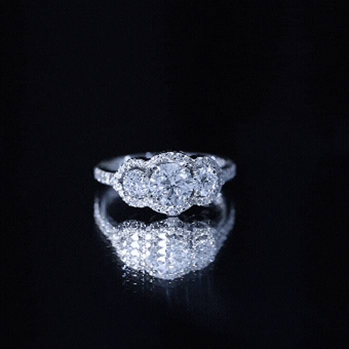Certified Lab Grown Diamond 3 Stone Engagement Ring Lab - ( EF-VS ) - Rosec Jewels