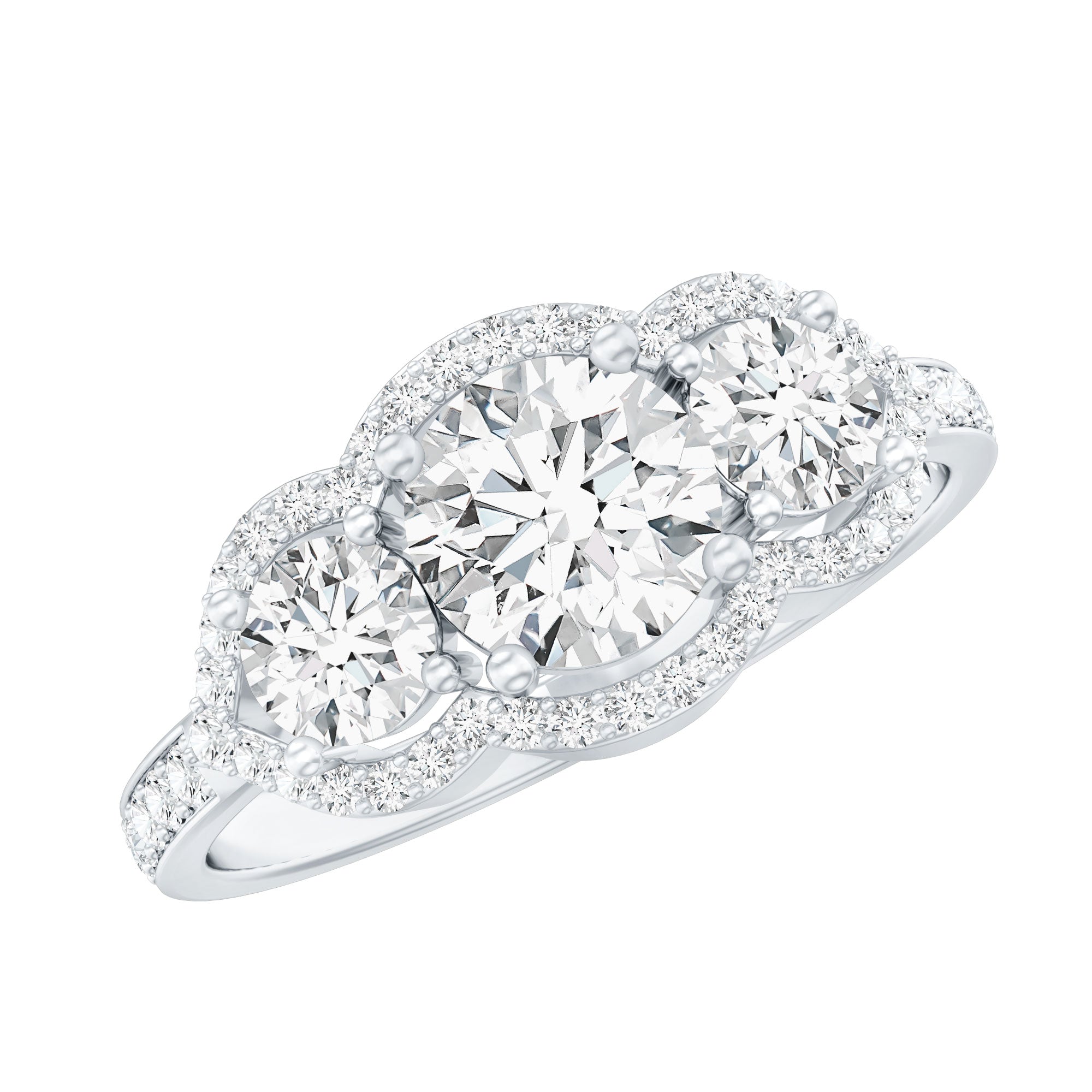 Certified Lab Grown Diamond 3 Stone Engagement Ring