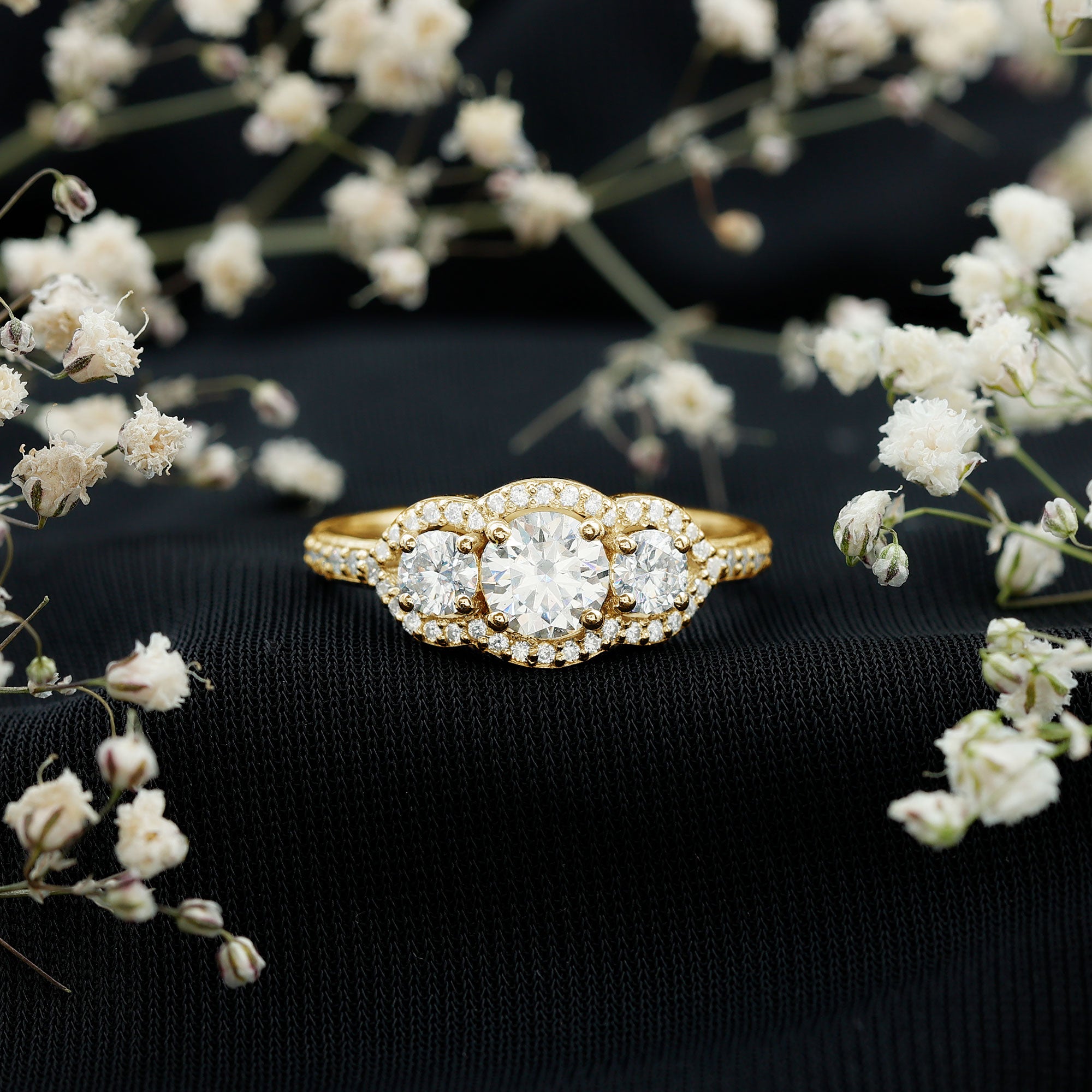 Certified Lab Grown Diamond 3 Stone Engagement Ring Lab - ( EF-VS ) - Rosec Jewels