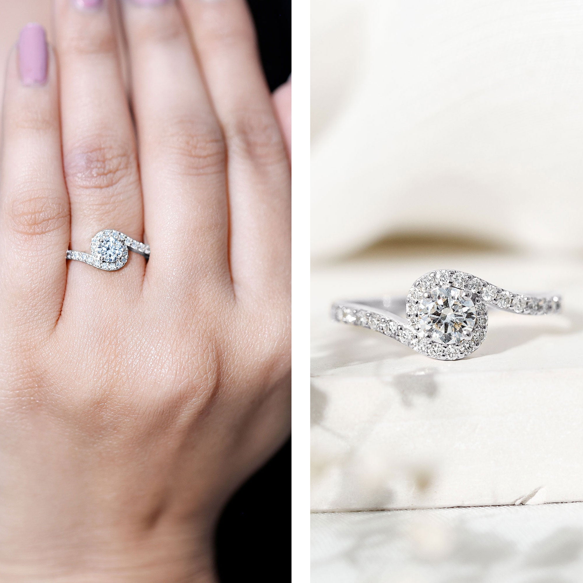 Certified 5 MM Lab Grown Diamond Bypass Engagement Ring Lab - ( EF-VS ) - Rosec Jewels