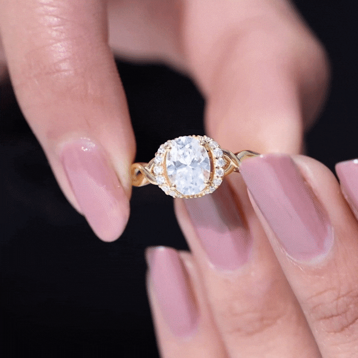 Rosec Jewels-Lab Grown Diamond 6X8 MM Oval Engagement Ring For Women