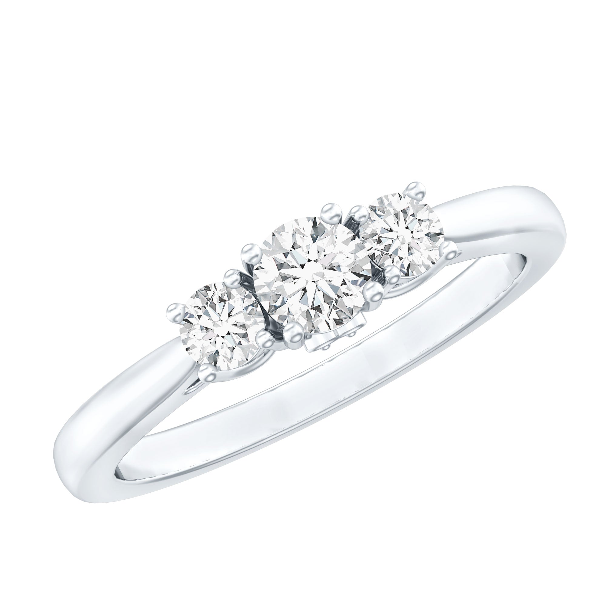 Lab Grown Diamond Minimal 3 Stone Engagement Ring Lab - ( EF-VS ) - Rosec Jewels