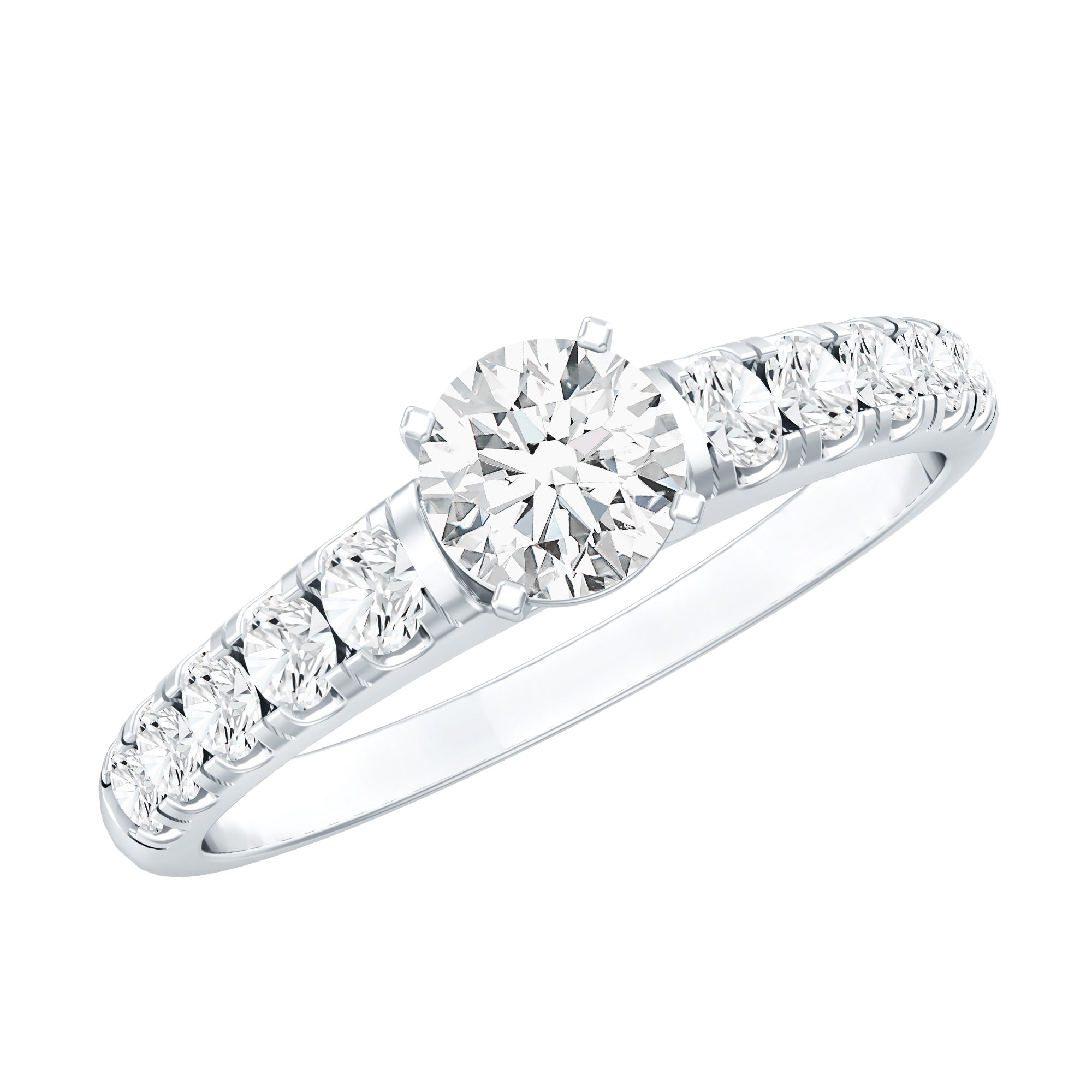 Rosec Jewels-Lab Grown Diamond Classic Engagement Ring With Side Stones