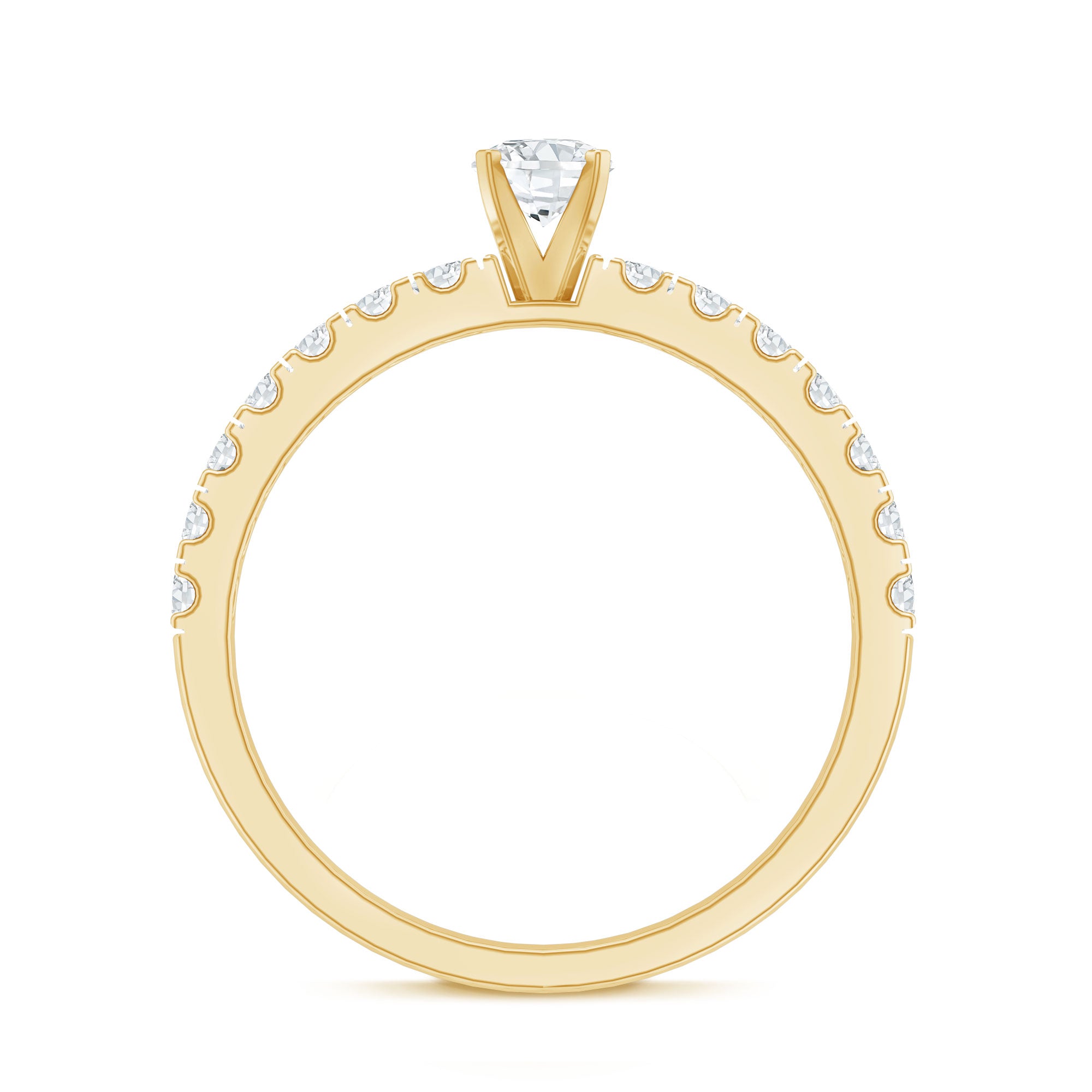 Certified Lab Grown Diamond Engagement Ring with Side Stones Lab - ( EF-VS ) - Rosec Jewels