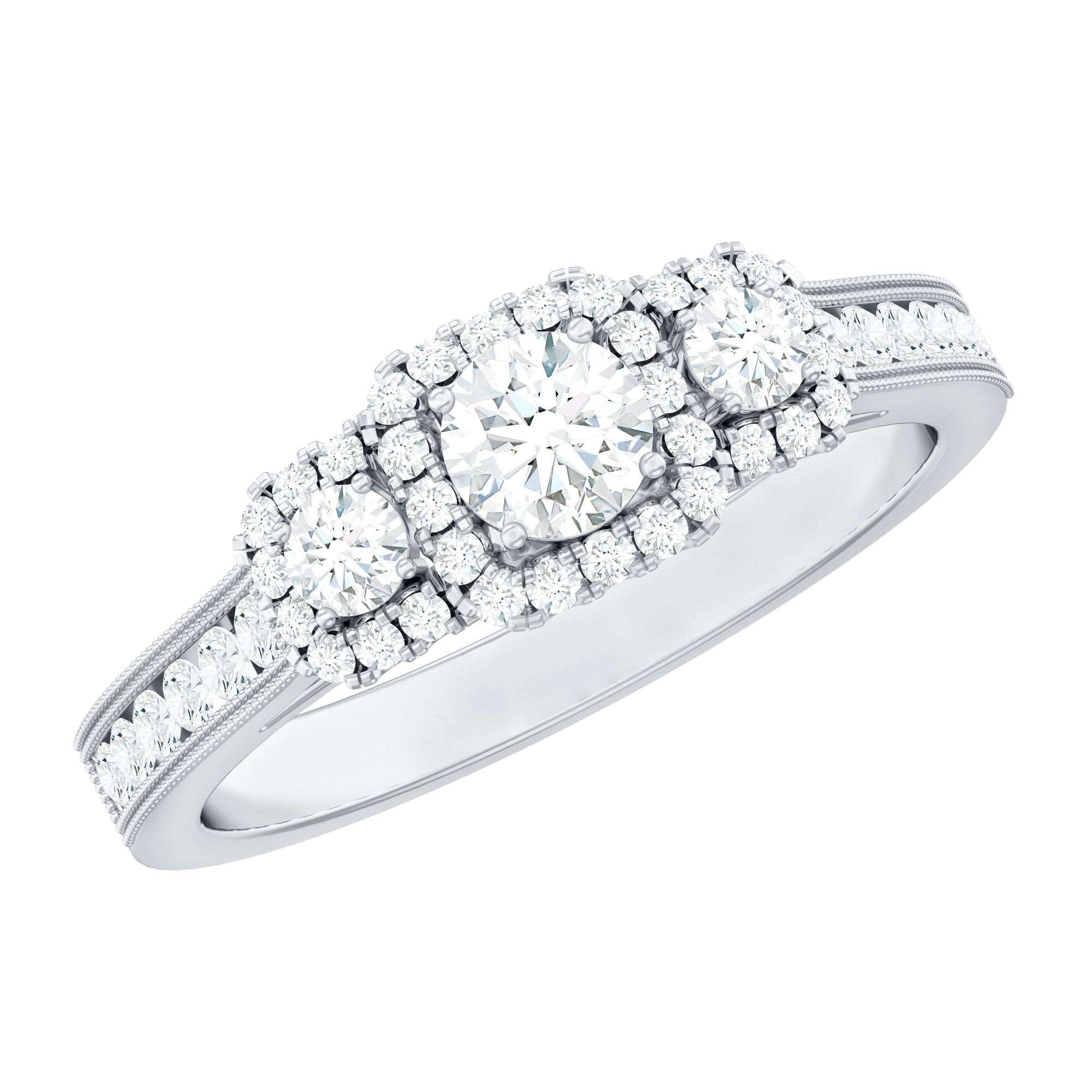 Certified Lab Grown Diamond Three Stone Engagement Ring