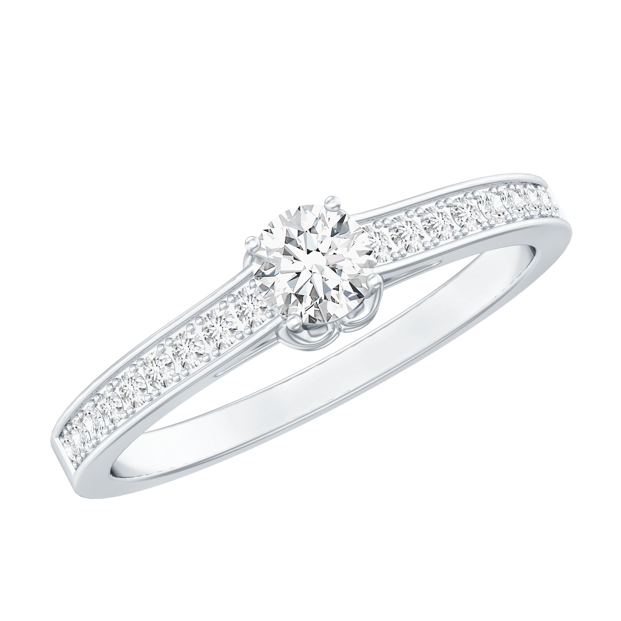 Certified Lab Grown Diamond Minimalistic Engagement Ring Lab - ( EF-VS ) - Rosec Jewels