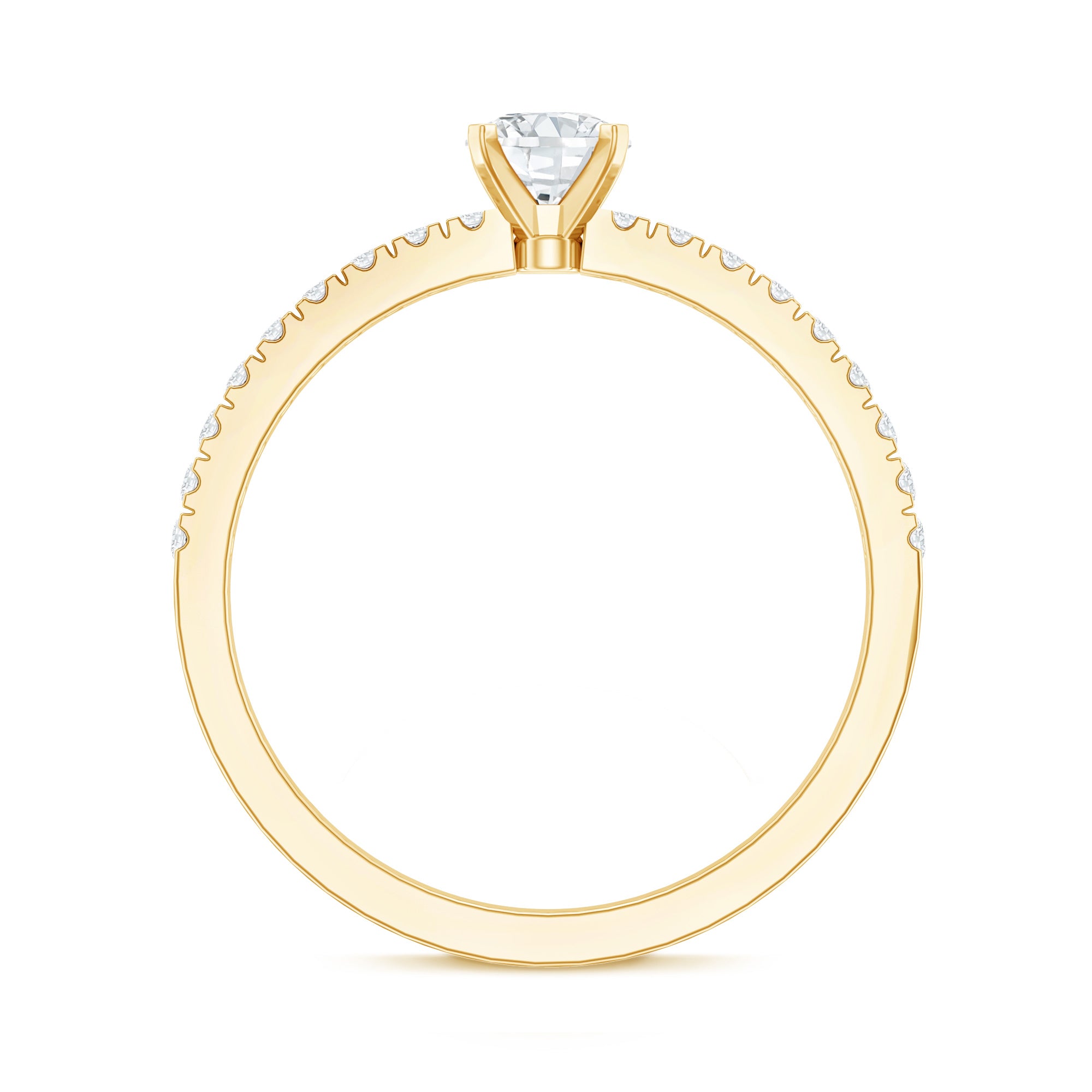 5 MM Lab Grown Diamond Simple Engagement Ring with Side Stones Lab - ( EF-VS ) - Rosec Jewels