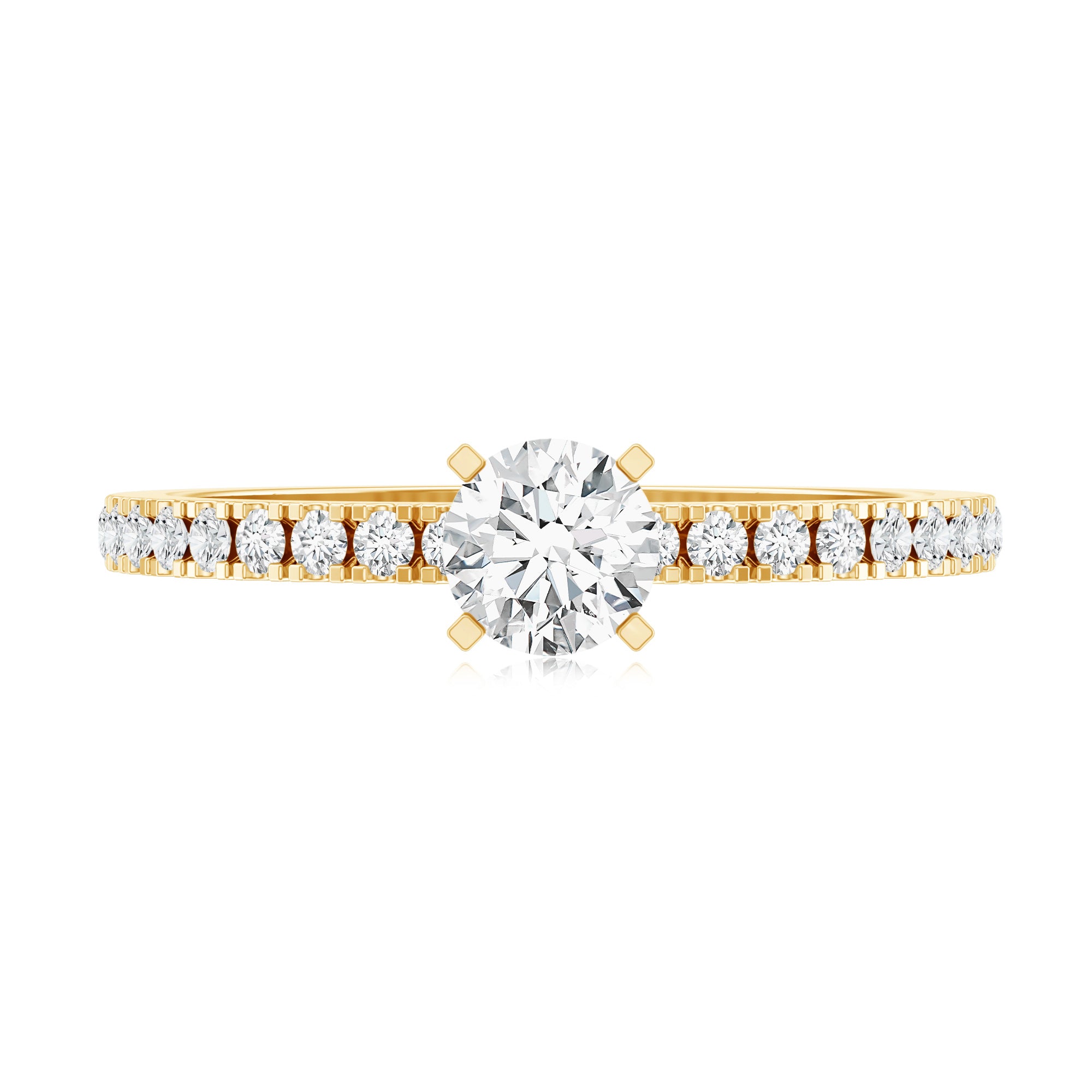 5 MM Lab Grown Diamond Simple Engagement Ring with Side Stones Lab - ( EF-VS ) - Rosec Jewels