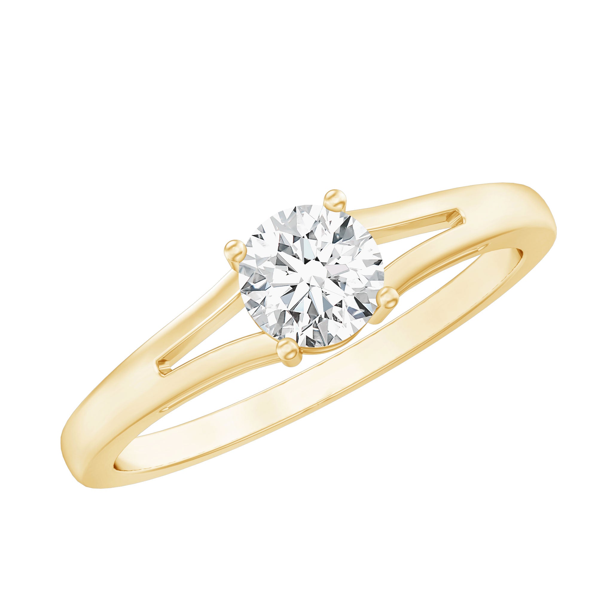 Lab Grown Diamond 5 MM Solitaire Promise Ring With Split Shank Lab - ( EF-VS ) - Rosec Jewels