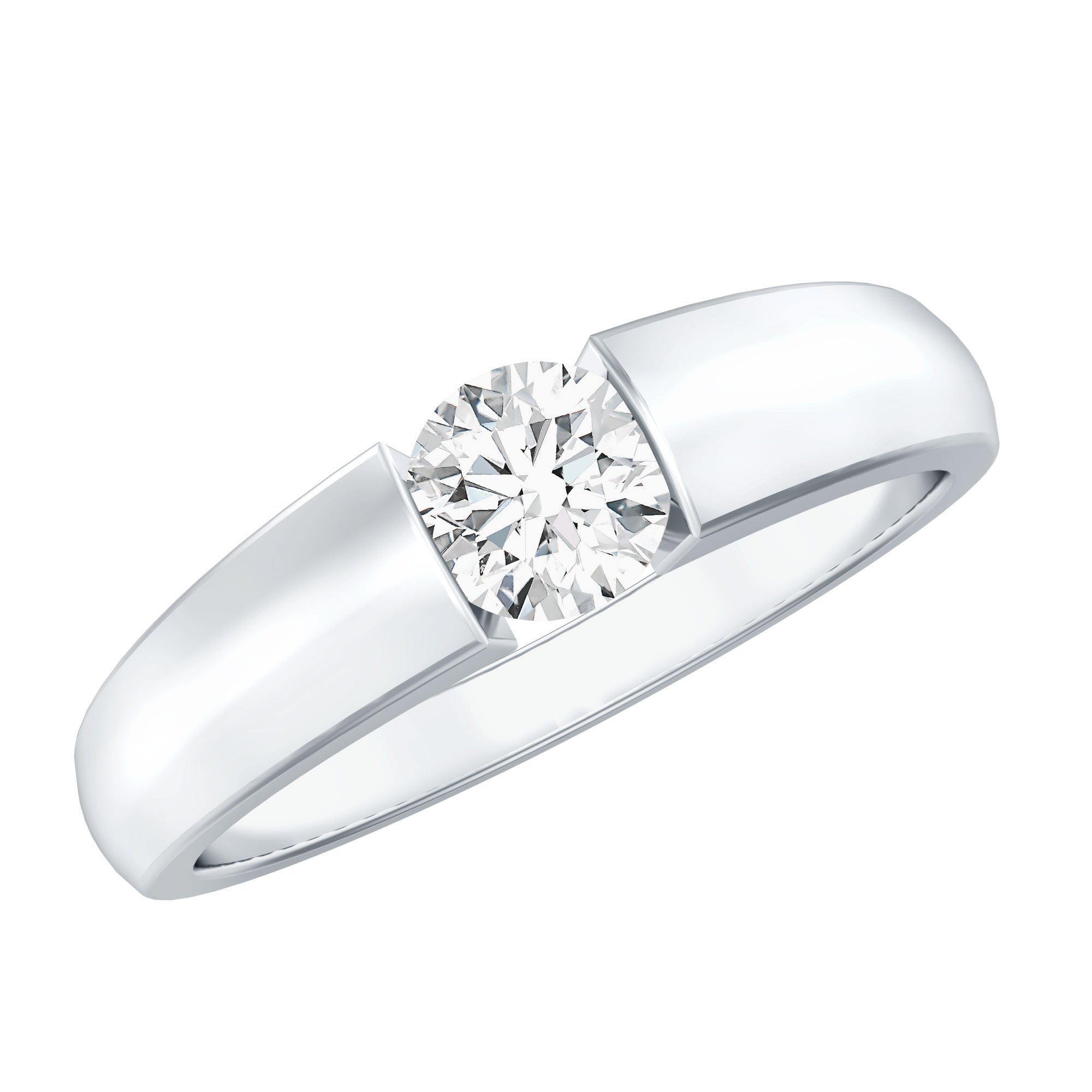 0.4 Carat Tension Mount Set Lab Grown Diamond Solitaire Band Ring Lab - ( EF-VS ) - Rosec Jewels