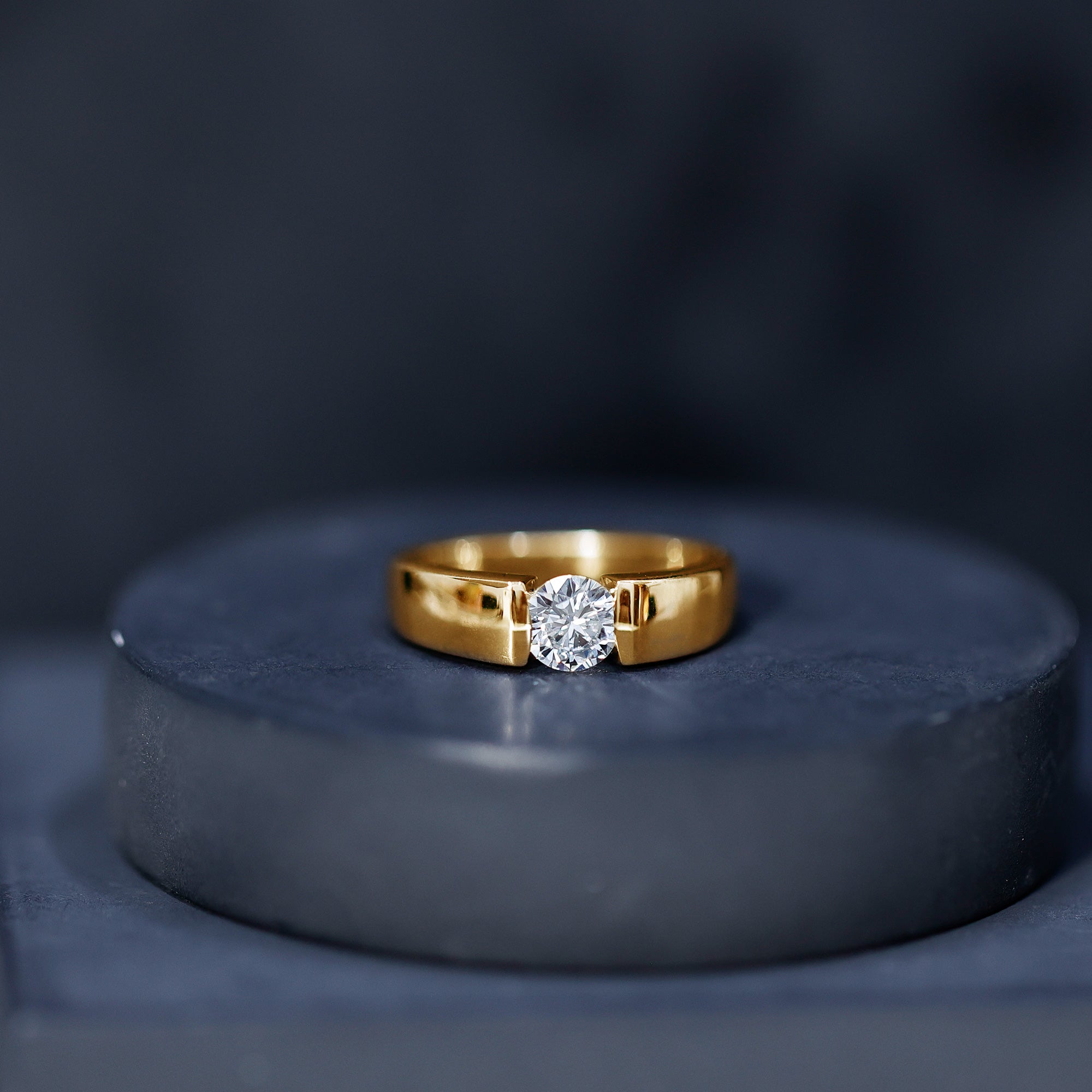 0.4 Carat Tension Mount Set Lab Grown Diamond Solitaire Band Ring Lab - ( EF-VS ) - Rosec Jewels