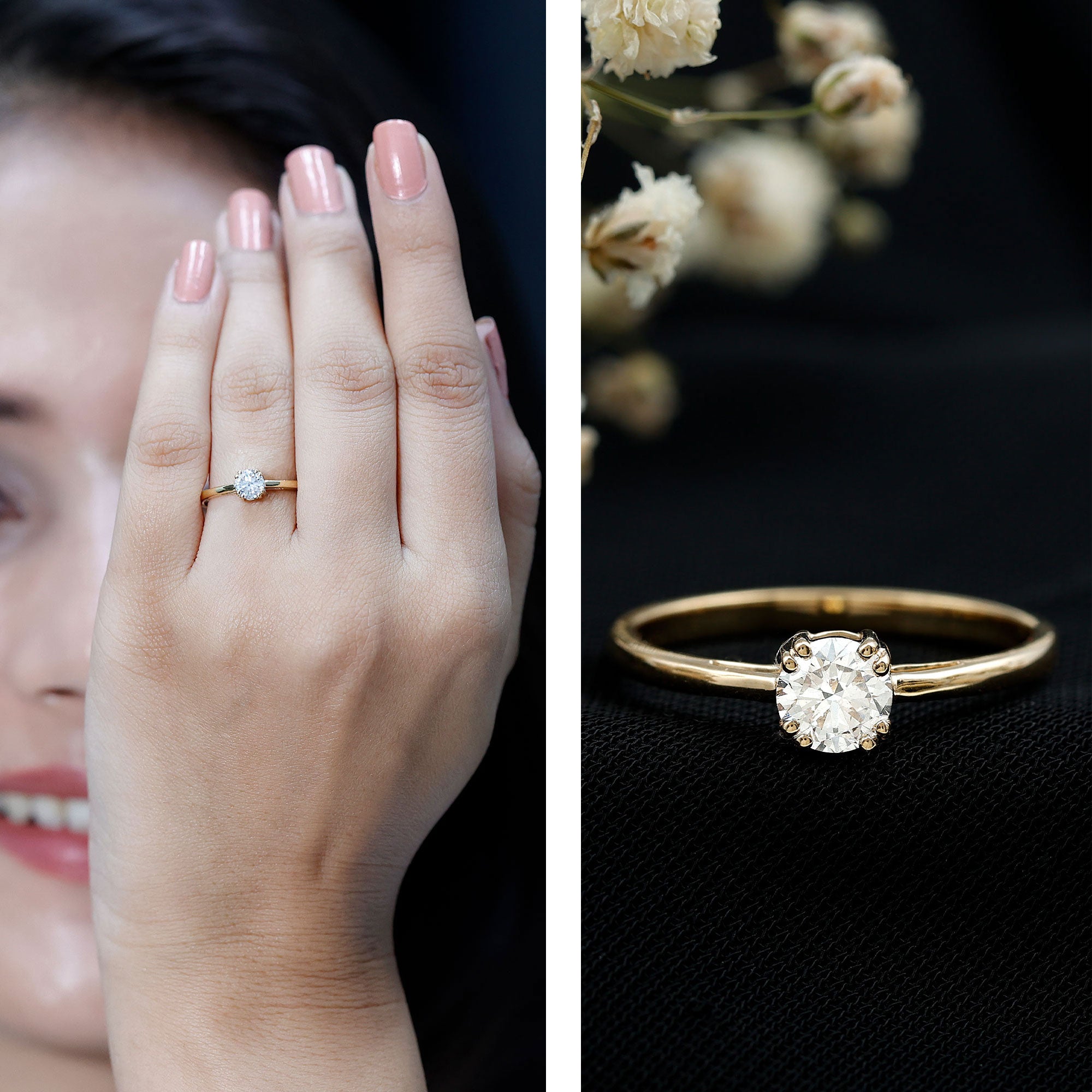 Certified 5 MM Lab Grown Diamond Solitaire Promise Ring Lab - ( EF-VS ) - Rosec Jewels