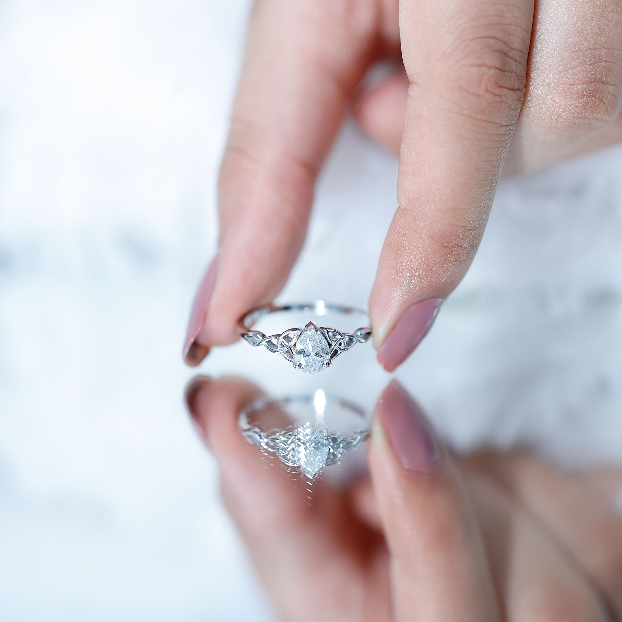 Lab Grown Diamond 5X7 MM Teardrop Solitaire Engagement Ring Lab - ( EF-VS ) - Rosec Jewels