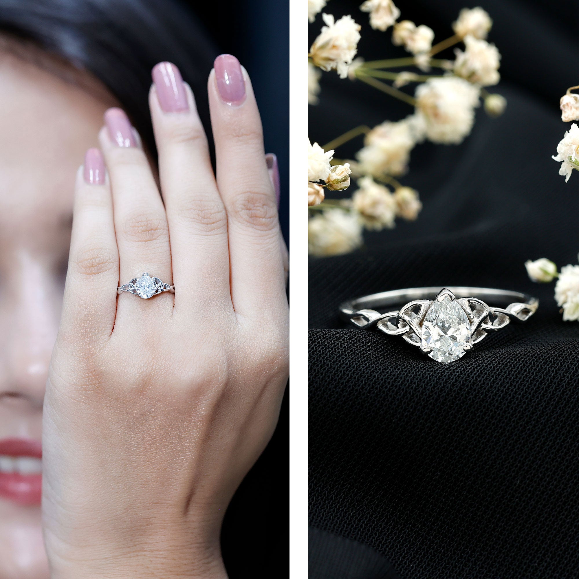 Lab Grown Diamond 5X7 MM Teardrop Solitaire Engagement Ring Lab - ( EF-VS ) - Rosec Jewels