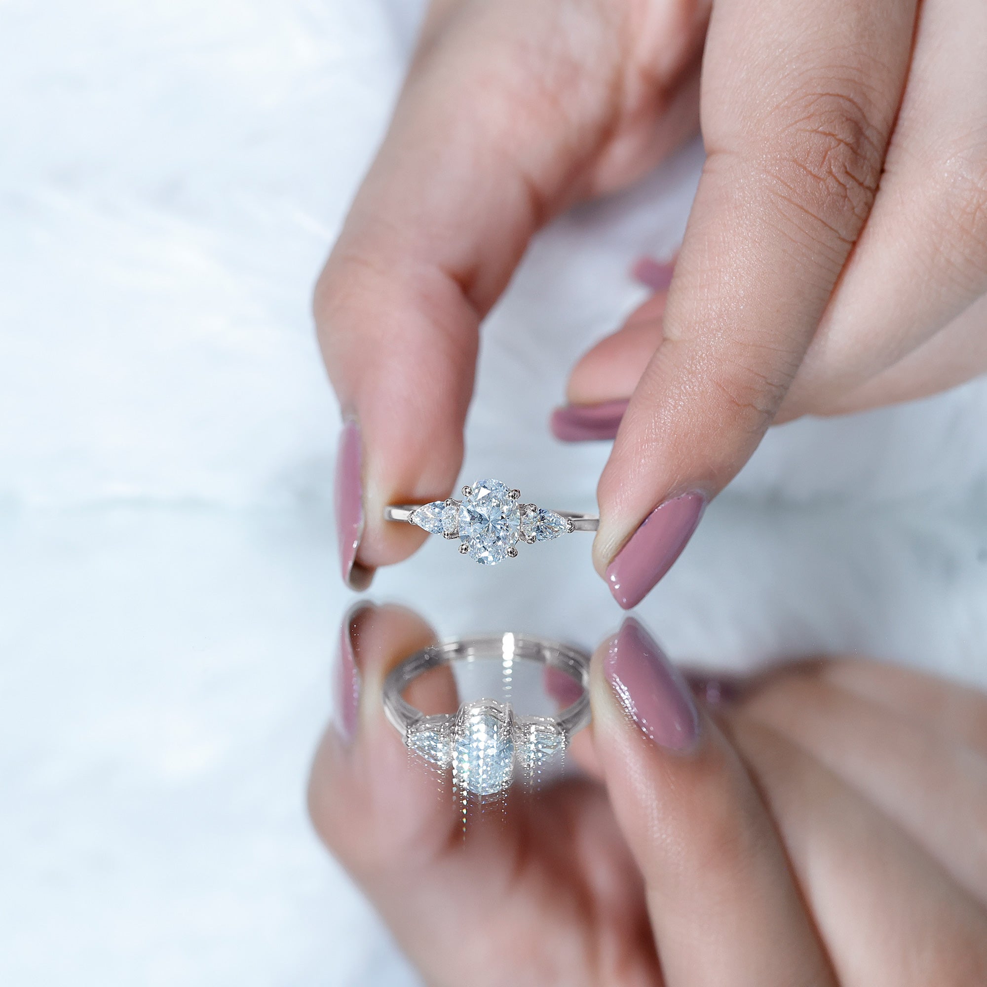 Rosec Jewels-Lab Grown Diamond Past Present Future Engagement Ring For Women