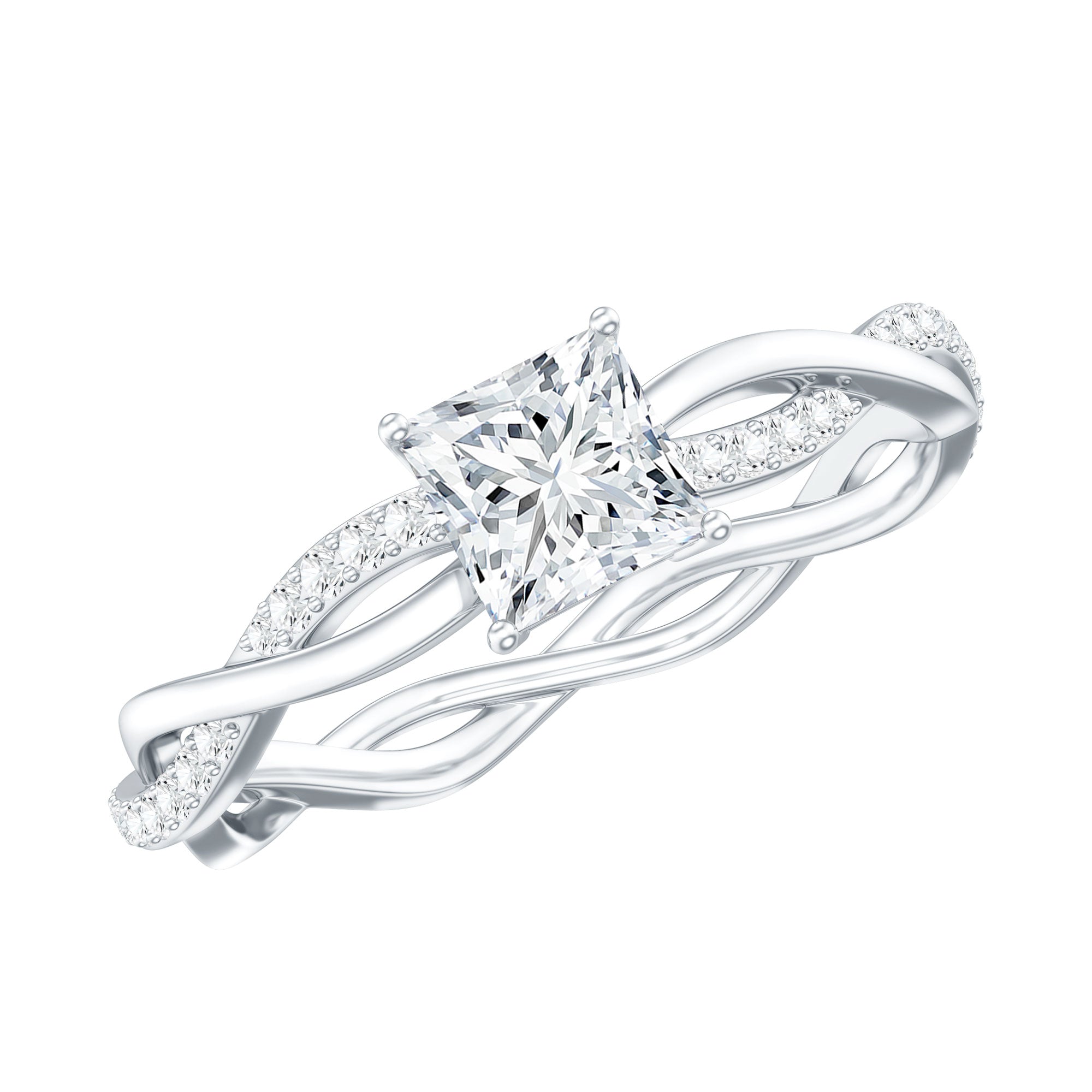 Certified Lab Grown Diamond 6MM Princess Cut Engagement Ring Lab - ( EF-VS ) - Rosec Jewels