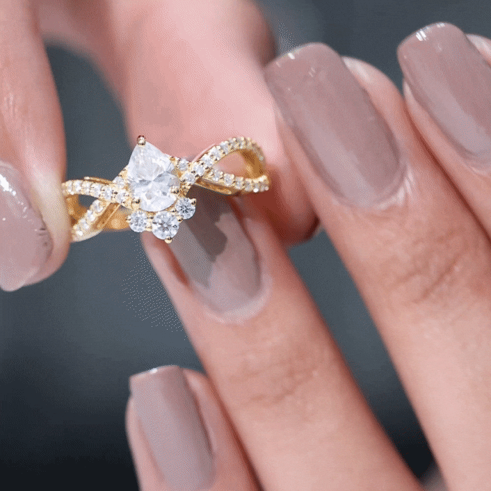 Lab Grown Diamond Teardrop Designer Engagement Ring Lab - ( EF-VS ) - Rosec Jewels