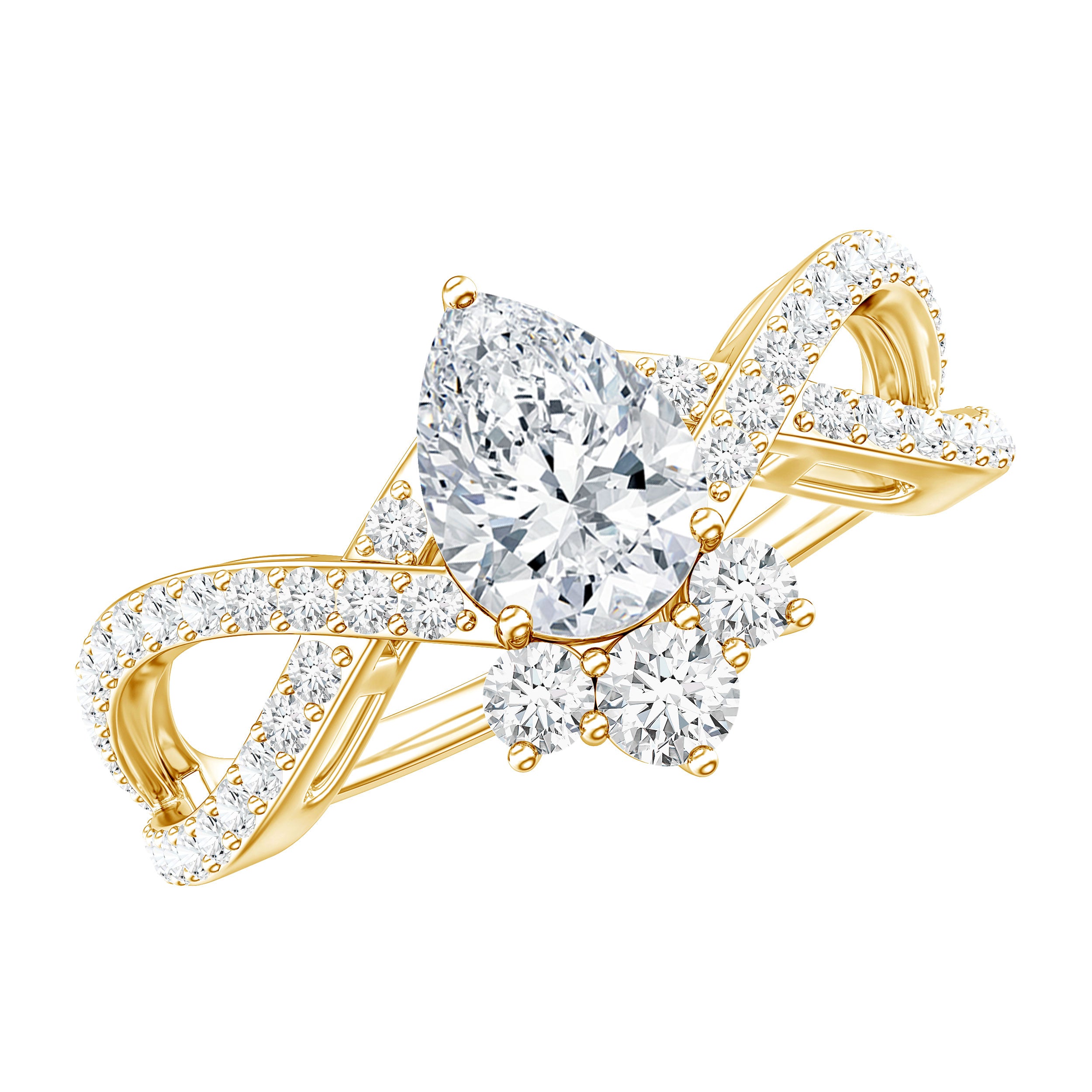 Lab Grown Diamond Teardrop Designer Engagement Ring Lab - ( EF-VS ) - Rosec Jewels