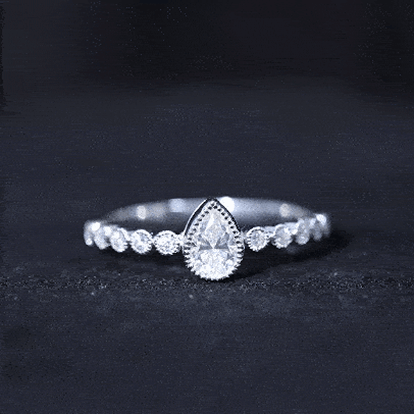 Lab Grown Diamond 5X7 MM Pear Shaped Engagement Ring With Side Stones Lab - ( EF-VS ) - Rosec Jewels