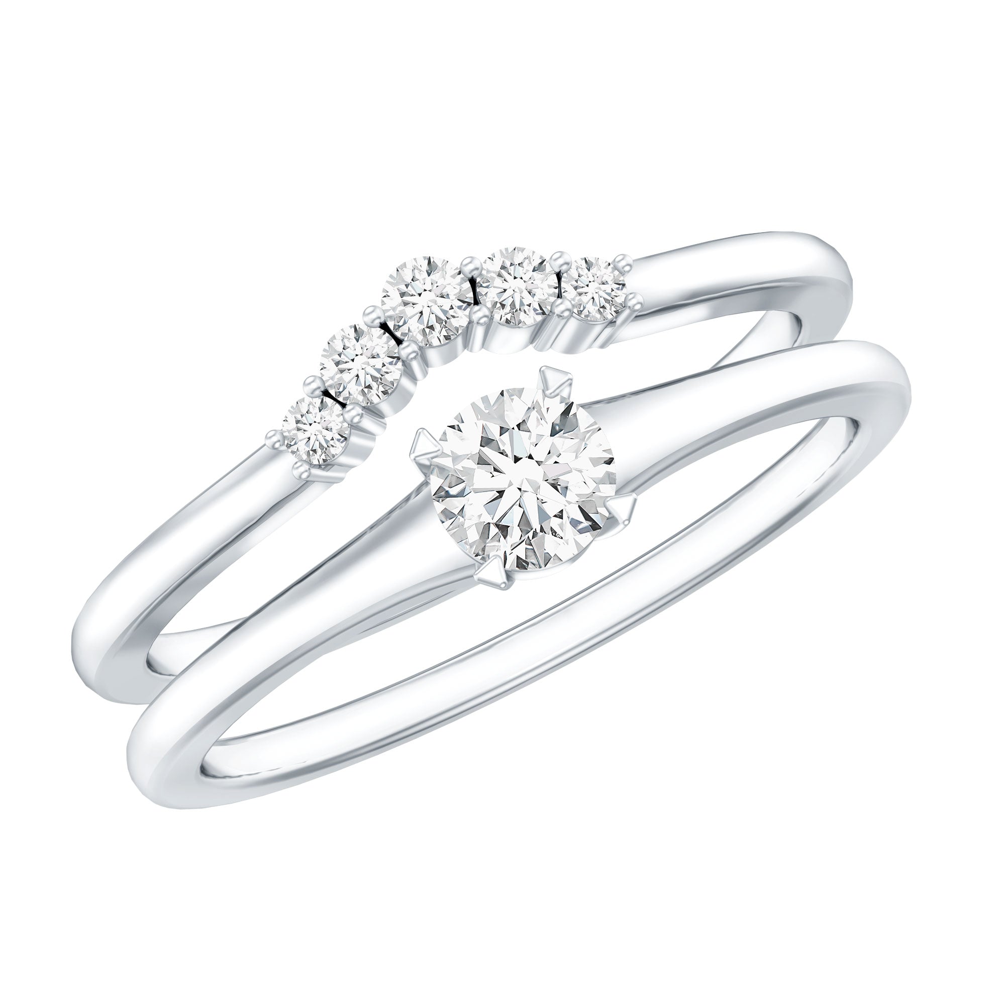 Lab Grown Diamond Minimal Engagement Ring With Enhancer Lab - ( EF-VS ) - Rosec Jewels