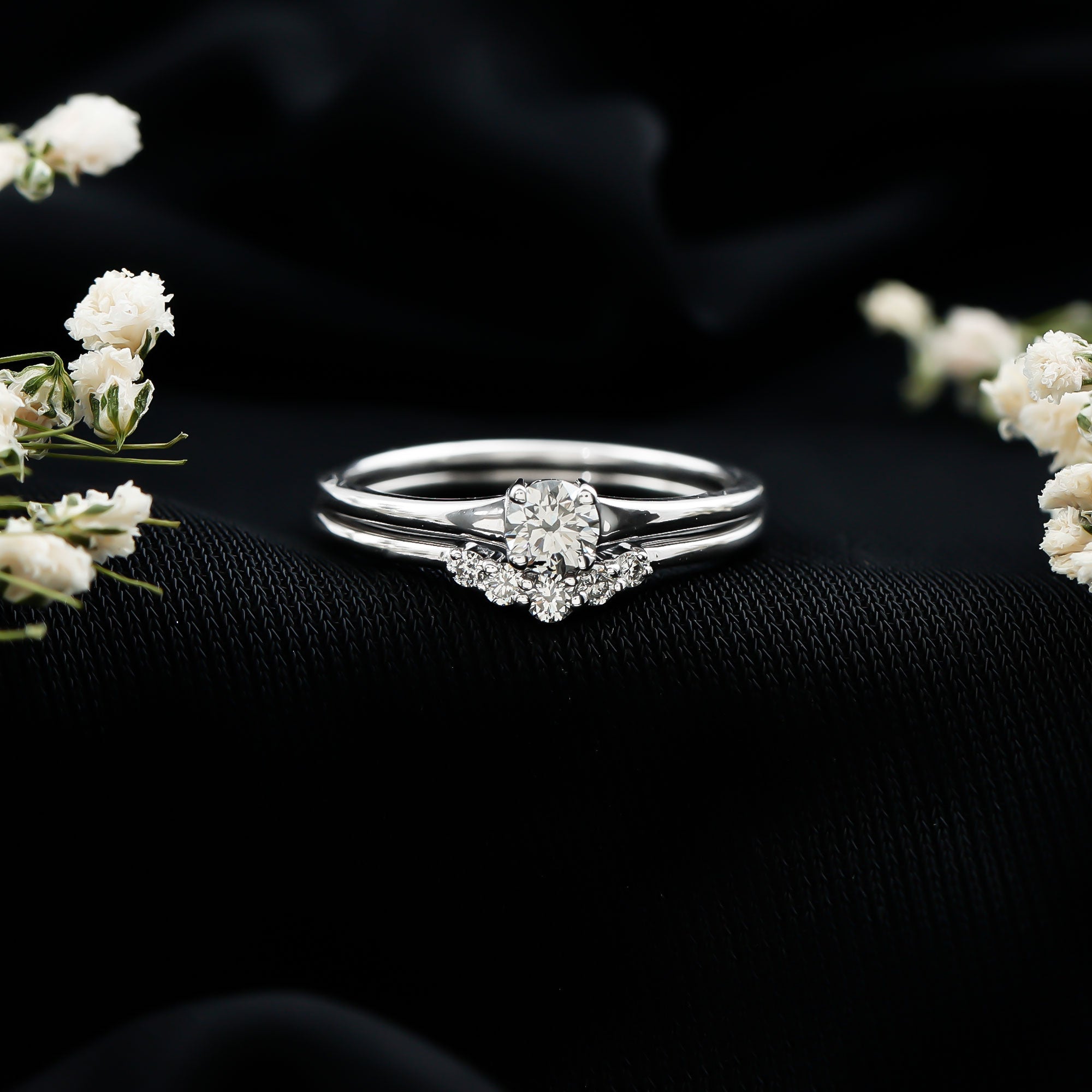 Lab Grown Diamond Minimal Engagement Ring With Enhancer Lab - ( EF-VS ) - Rosec Jewels