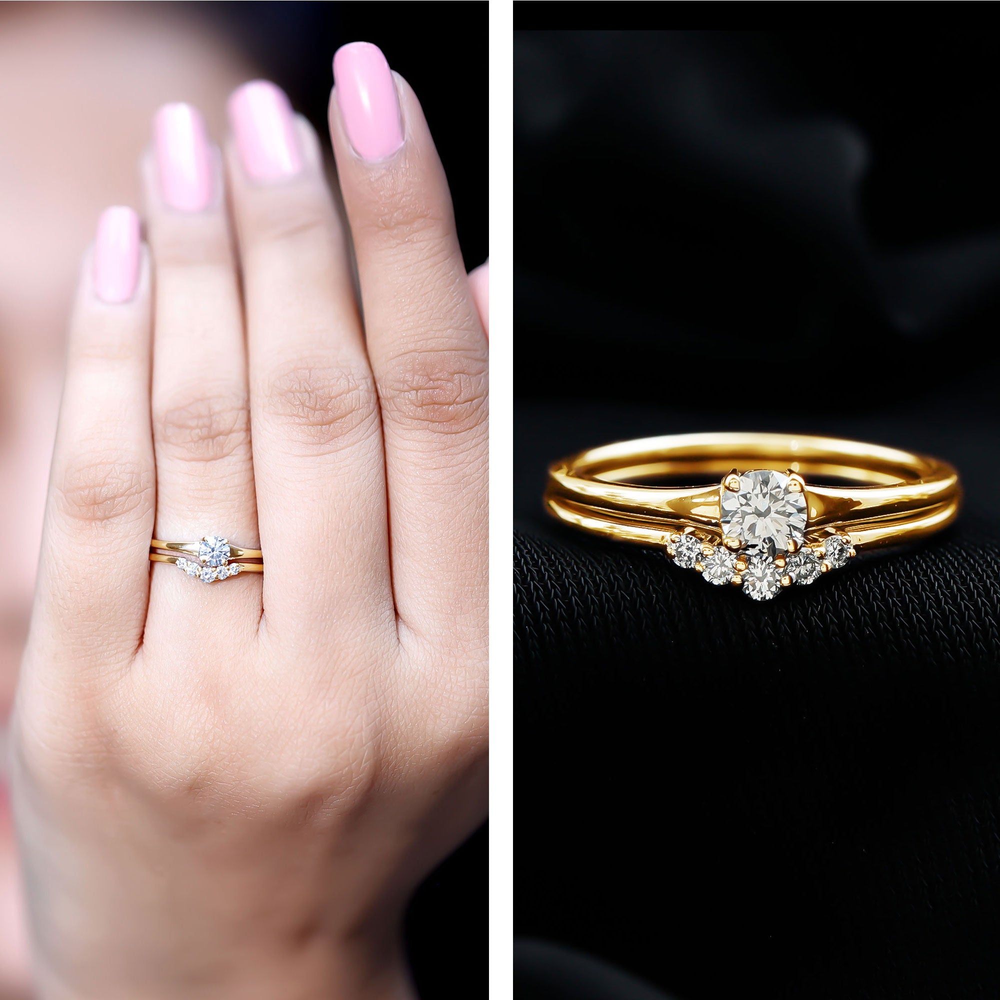 Lab Grown Diamond Minimal Engagement Ring With Enhancer Lab - ( EF-VS ) - Rosec Jewels