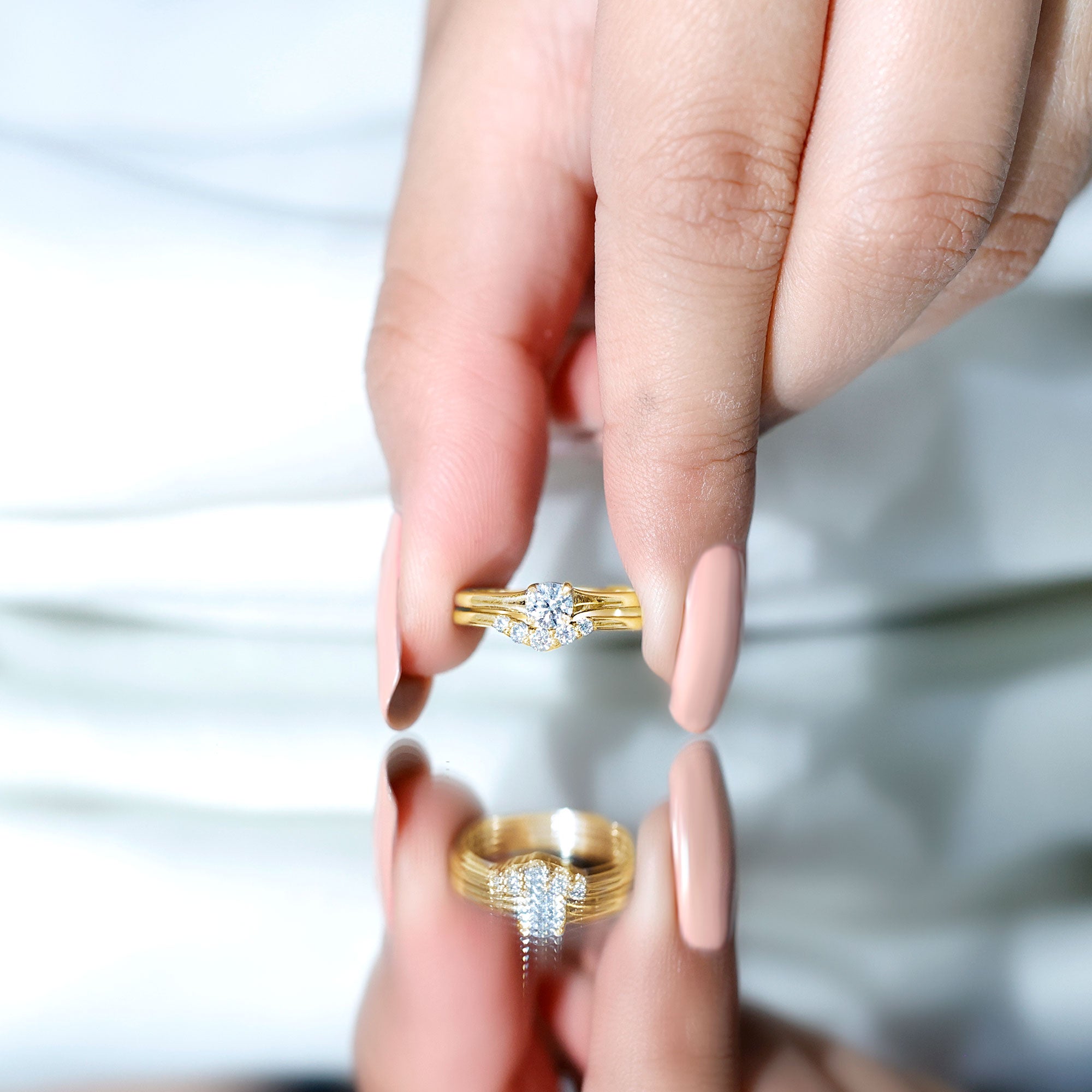 Lab Grown Diamond Minimal Engagement Ring With Enhancer Lab - ( EF-VS ) - Rosec Jewels