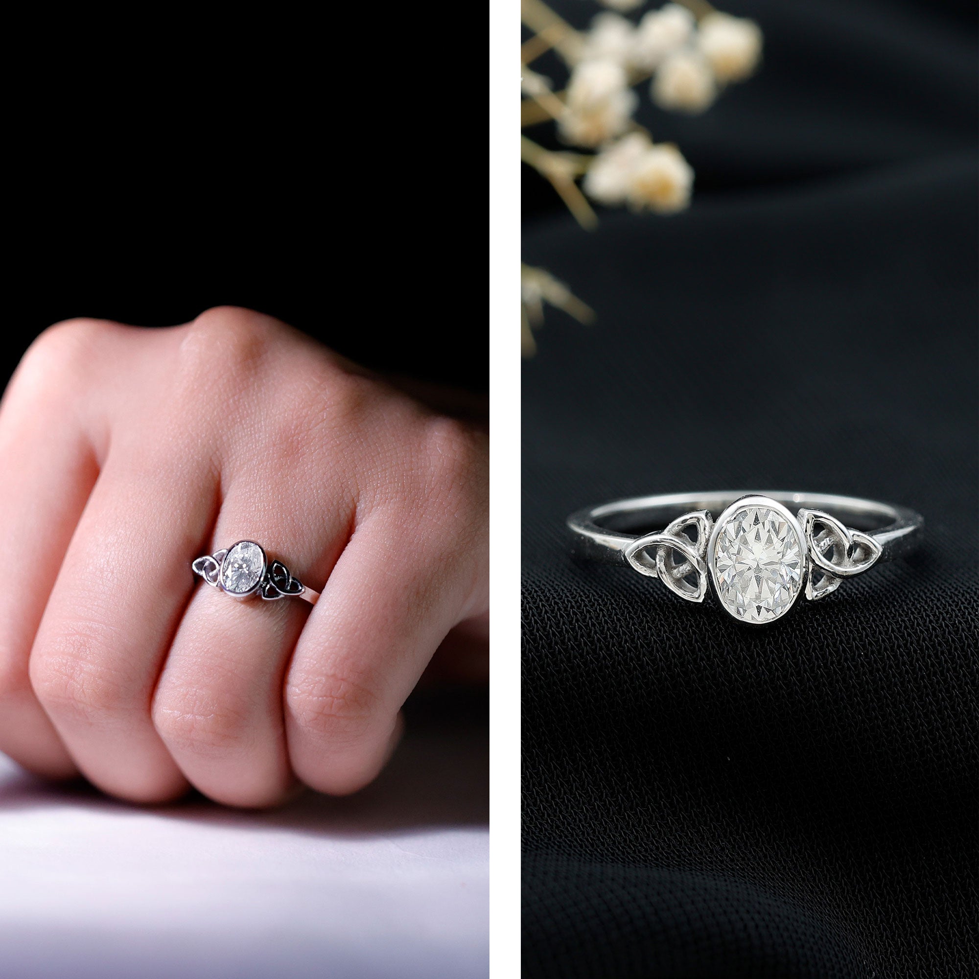 Rosec Jewels-5X7 MM Oval Lab Grown Diamond Celtic Knot Engagement Ring
