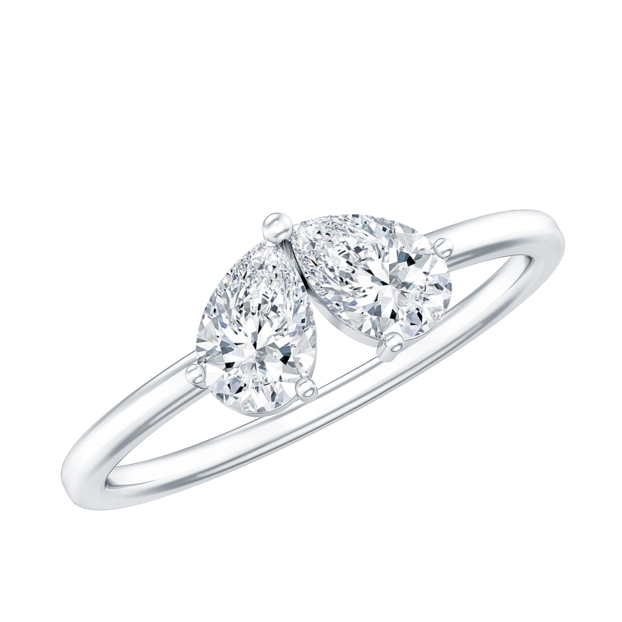 Certified Lab Grown Diamond 2 Stone Promise Ring Lab - ( EF-VS ) - Rosec Jewels