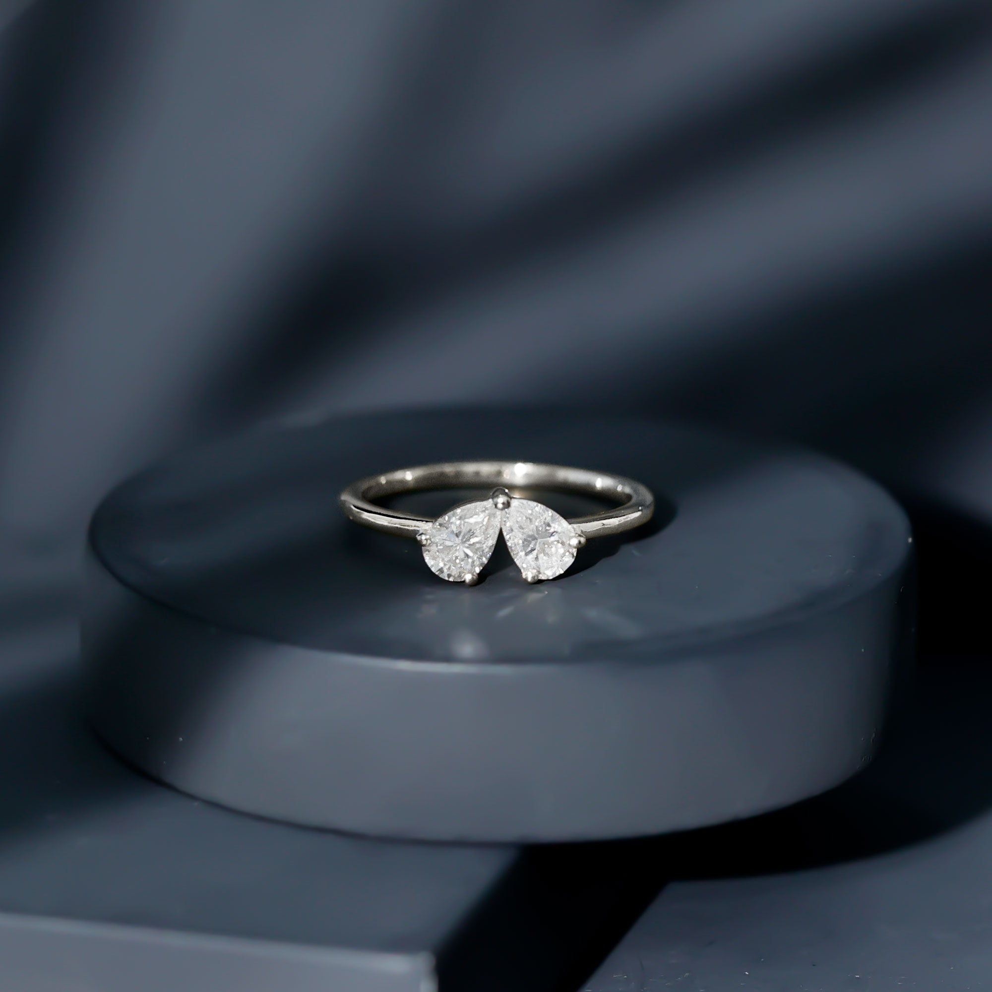 Certified Lab Grown Diamond 2 Stone Promise Ring Lab - ( EF-VS ) - Rosec Jewels