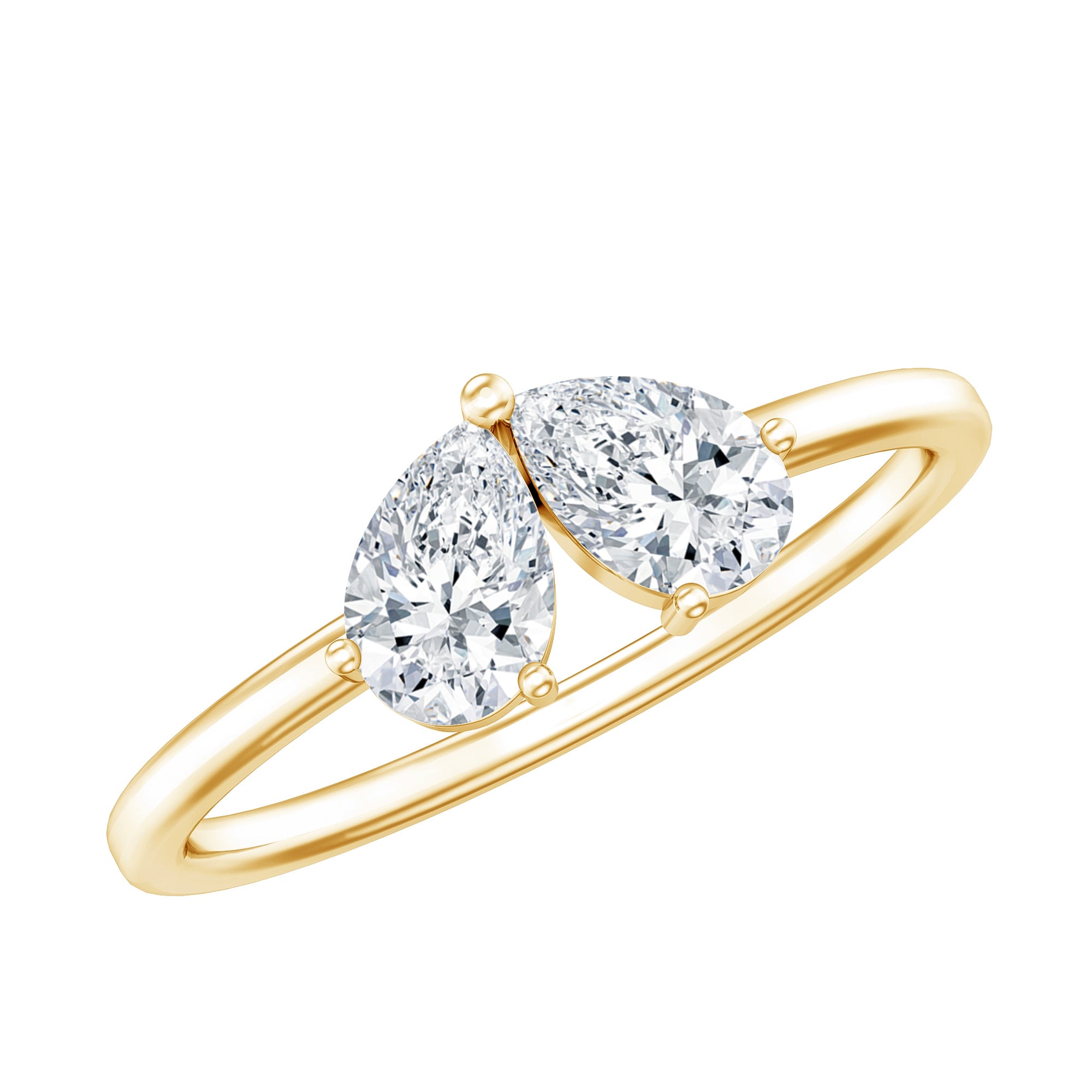 Certified Lab Grown Diamond 2 Stone Promise Ring Lab - ( EF-VS ) - Rosec Jewels