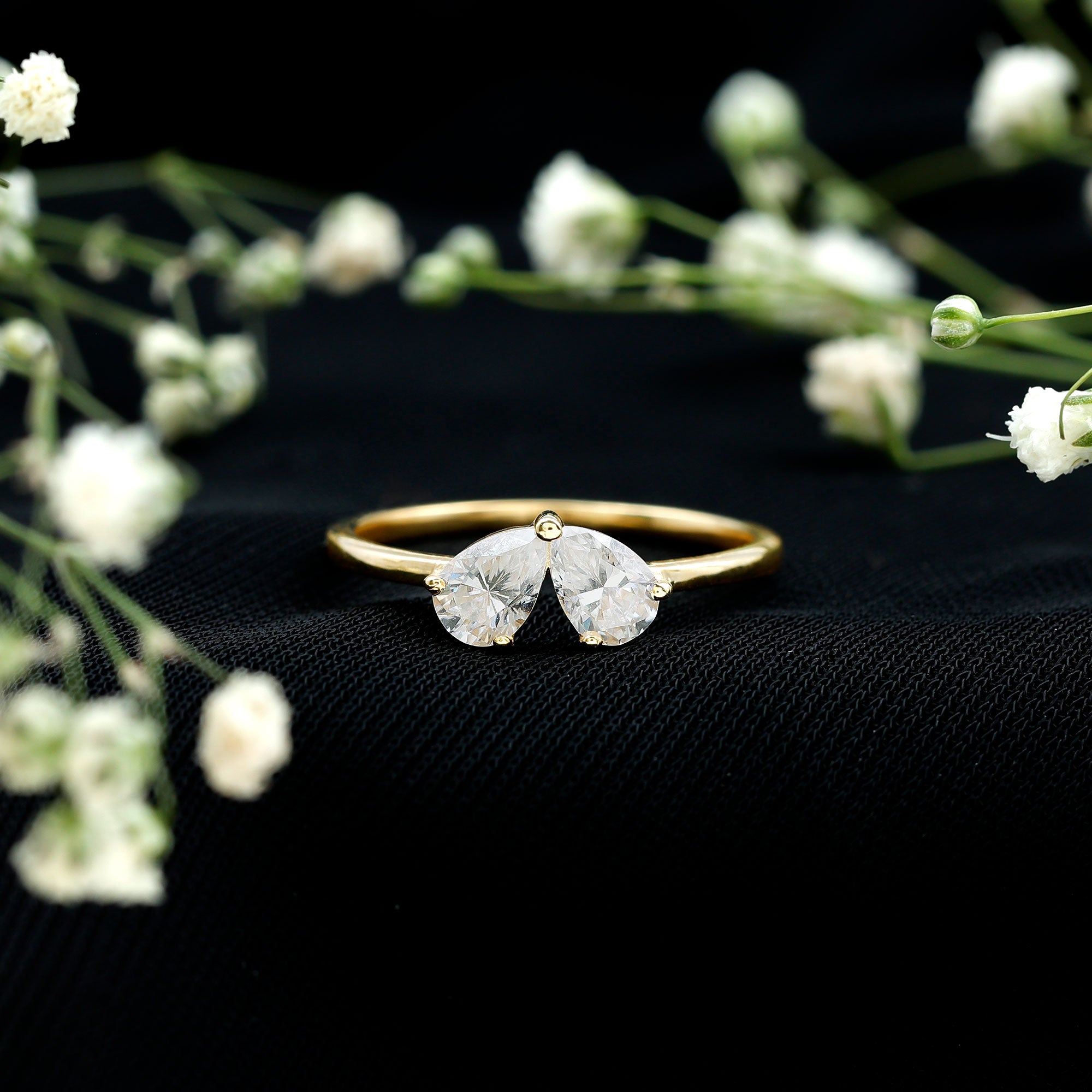 Certified Lab Grown Diamond 2 Stone Promise Ring Lab - ( EF-VS ) - Rosec Jewels