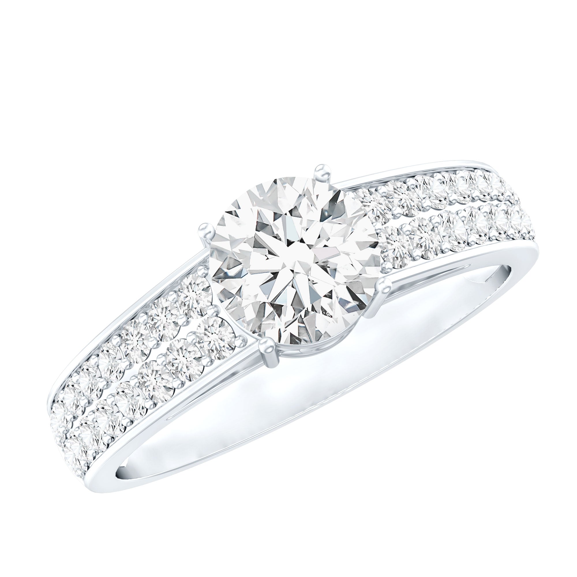 Certified Lab Grown Diamond 1Ct Engagement Ring With Side Stones