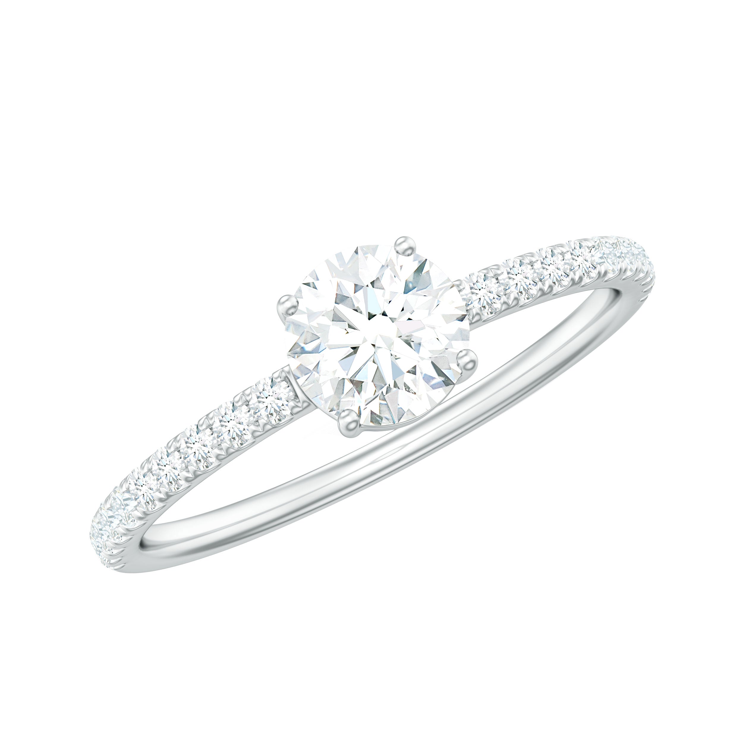 Certified 5 MM Lab Grown Diamond Engagement Ring With Side Stones