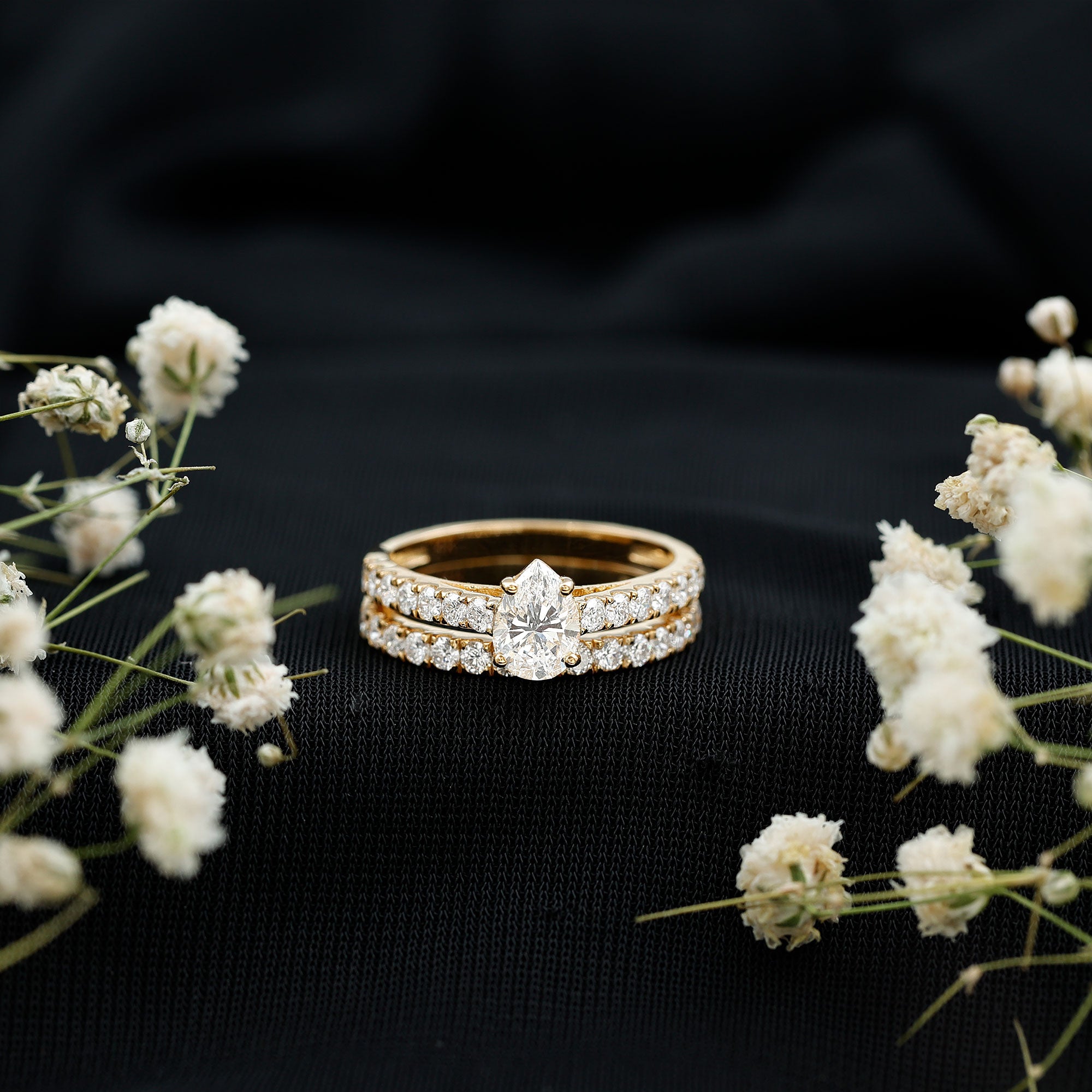 Certified Lab Grown Diamond Engagement Ring With Wedding Band Lab - ( EF-VS ) - Rosec Jewels