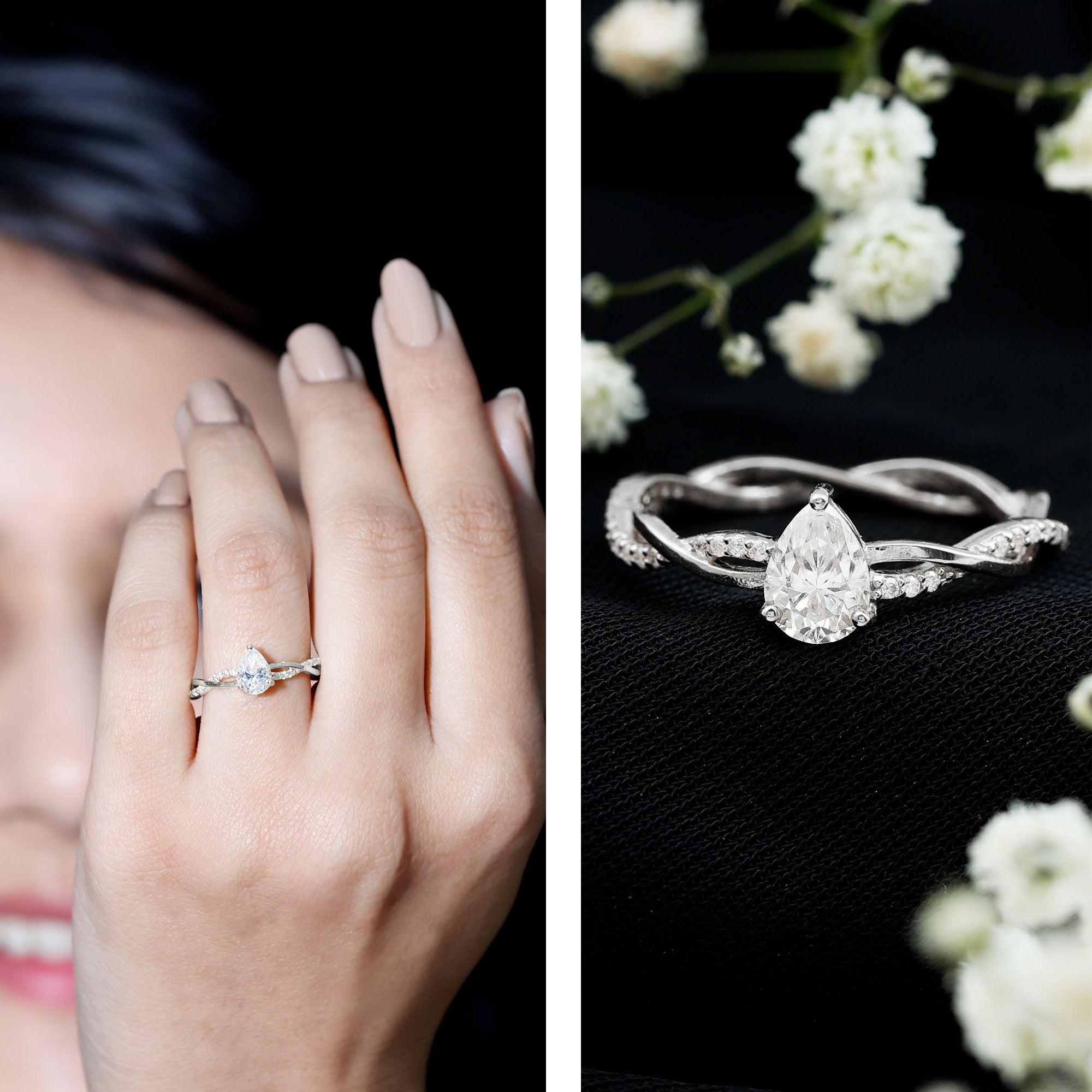 Lab Grown Diamond 5X7 MM Pear Shaped Engagement Ring Lab - ( EF-VS ) - Rosec Jewels