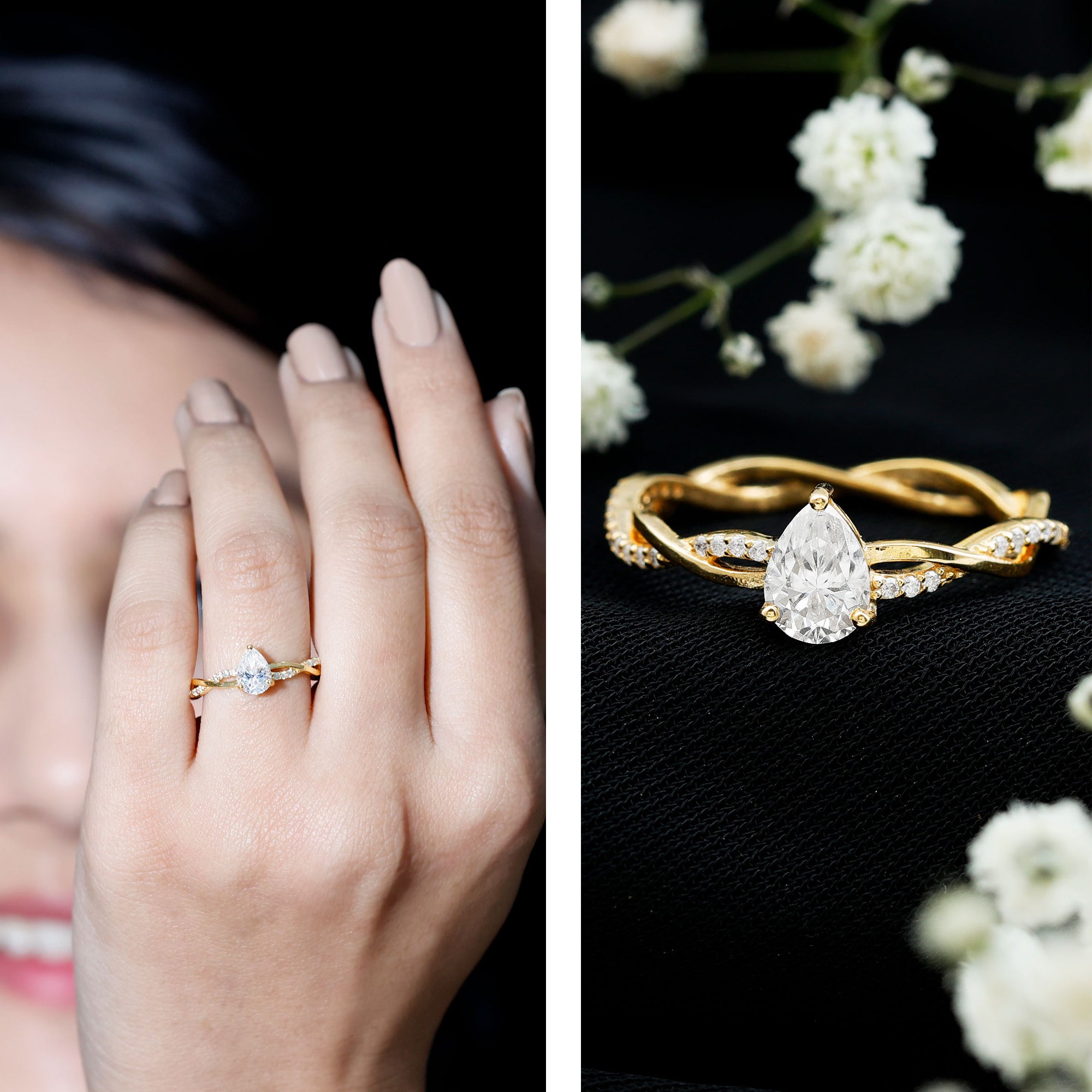 Lab Grown Diamond 5X7 MM Pear Shaped Engagement Ring Lab - ( EF-VS ) - Rosec Jewels