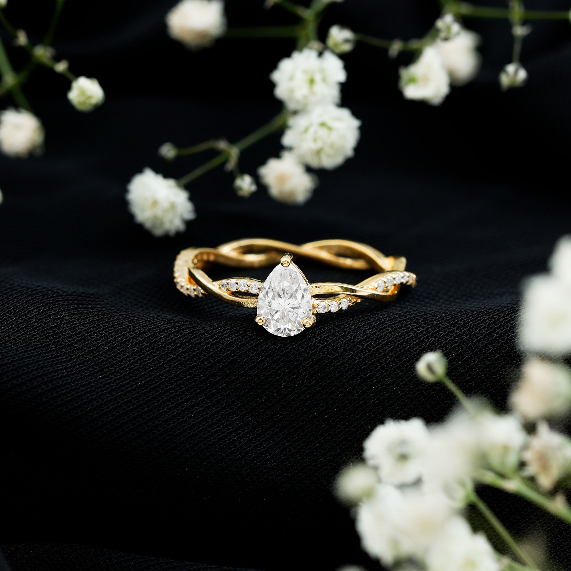 Lab Grown Diamond 5X7 MM Pear Shaped Engagement Ring Lab - ( EF-VS ) - Rosec Jewels