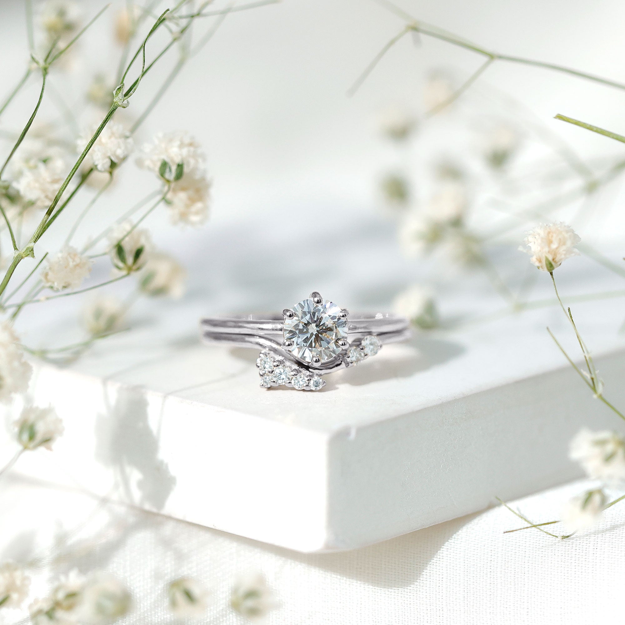 Certified 6 MM Lab Grown Diamond Designer Bridal Ring Set Lab - ( EF-VS ) - Rosec Jewels