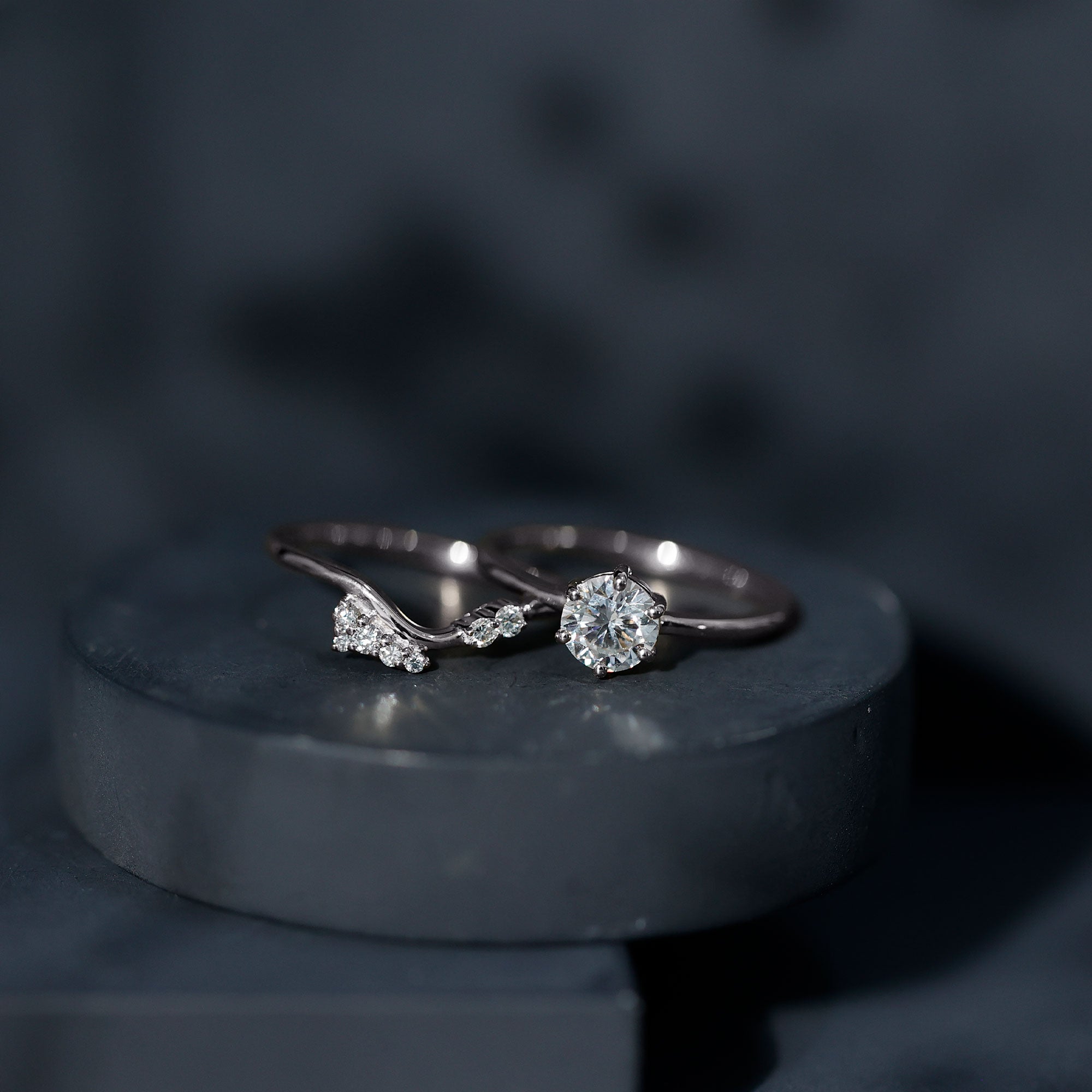 Certified 6 MM Lab Grown Diamond Designer Bridal Ring Set Lab - ( EF-VS ) - Rosec Jewels